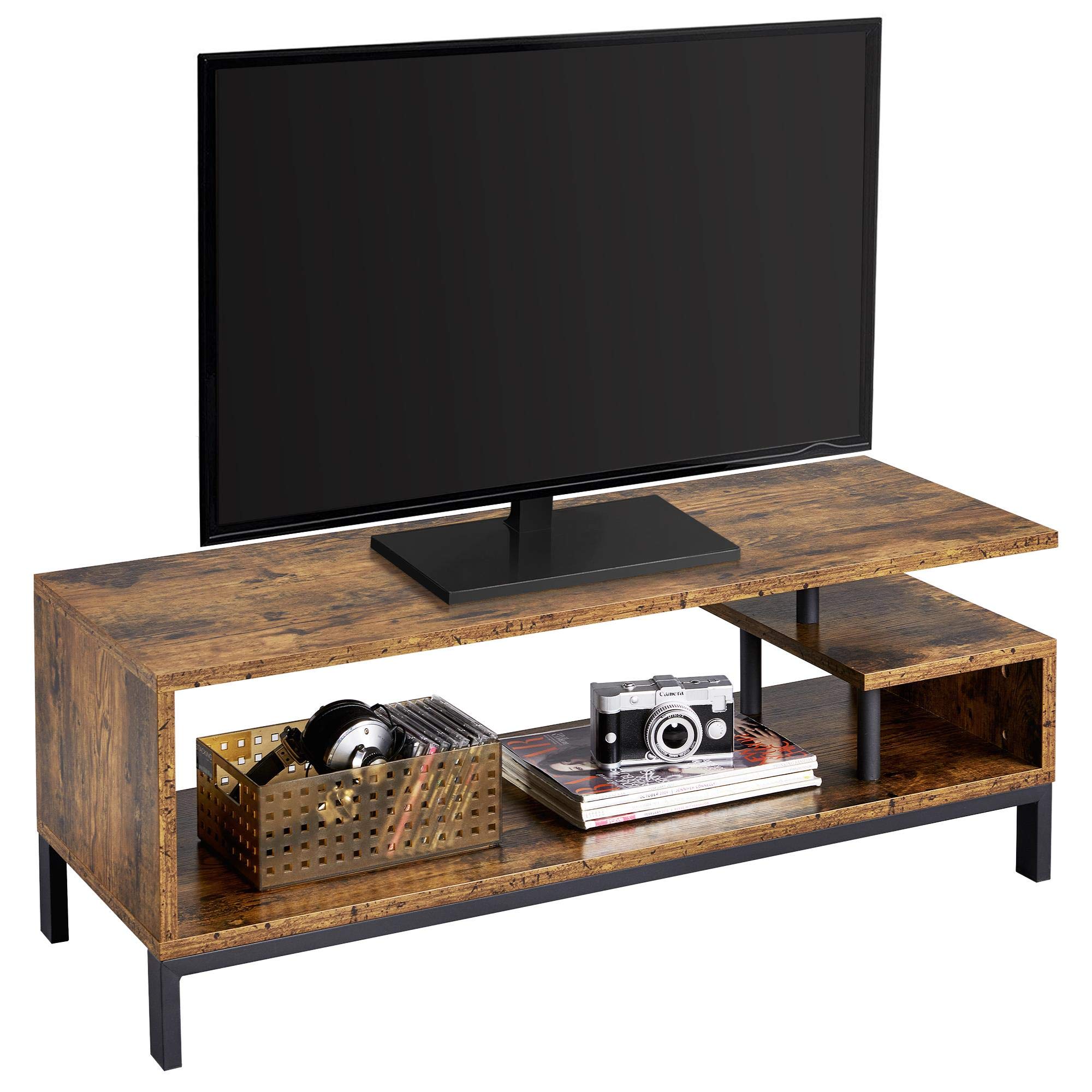 Topeakmart 50 Inch TV Stand - Industrial Wood TV Console Table with Open Storage Shelf, Rustic Brown Entertainment Center for Living Room | Perfect for Small Spaces, Apartments & Modern Home Theater Setup