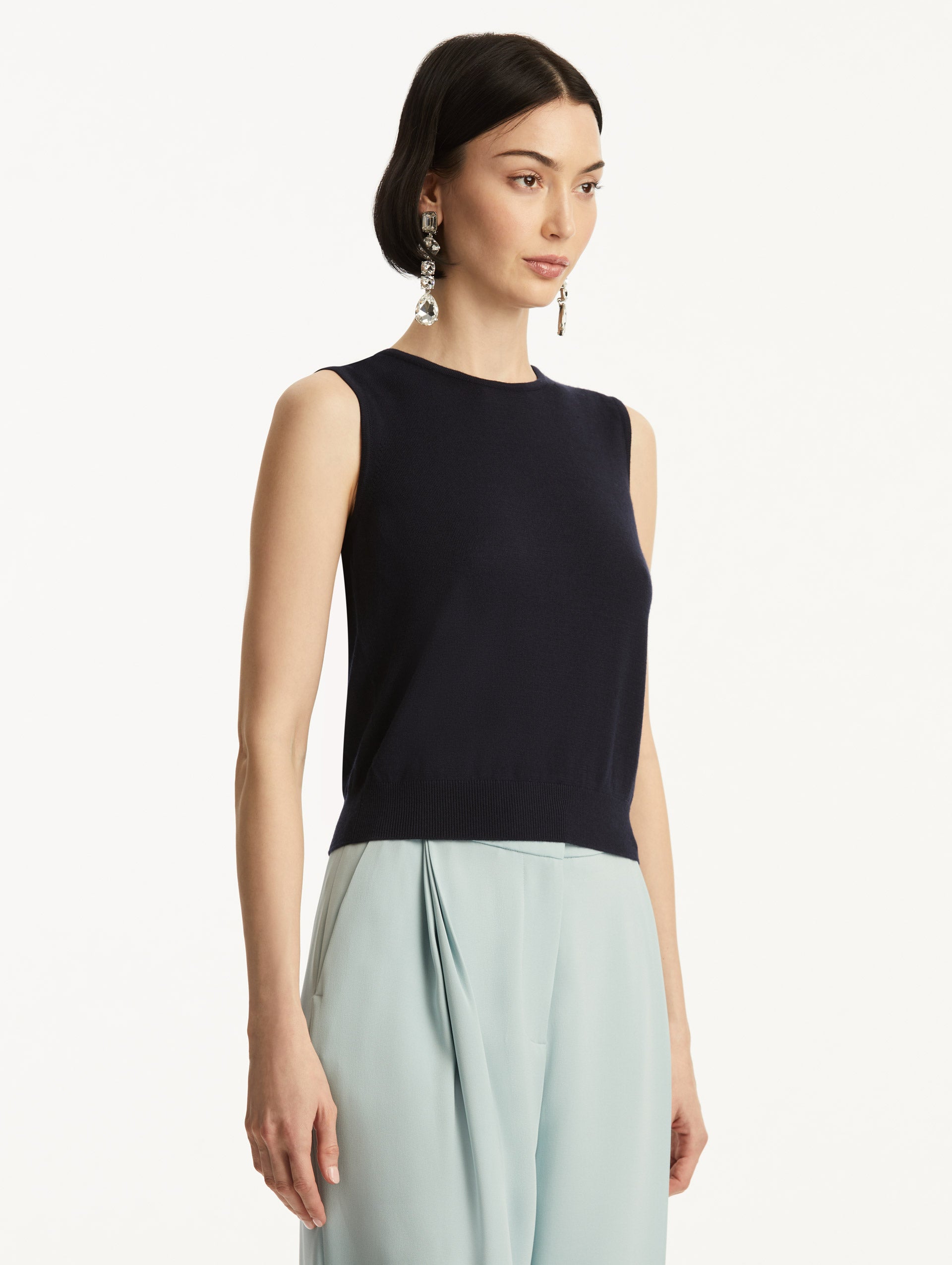 Women's Crew Neck Tank Top - ON144 Navy Blue | Casual Wear, Workout, Layering, Summer Outfits