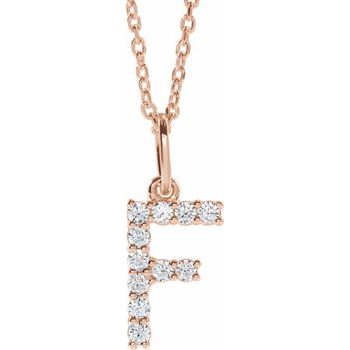 14K Gold 1/6 CTW Lab Grown Diamond Initial F Necklace for Women - 16