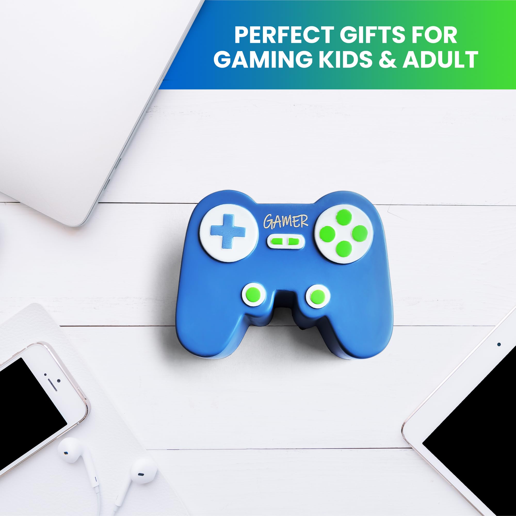 Video Game Controller Stress Ball - Squishy Squeeze Toy for Gamers, Adults, Kids & Teens - Perfect Gift for Birthday Parties & Goody Bags - Relieve Stress While Gaming or Working