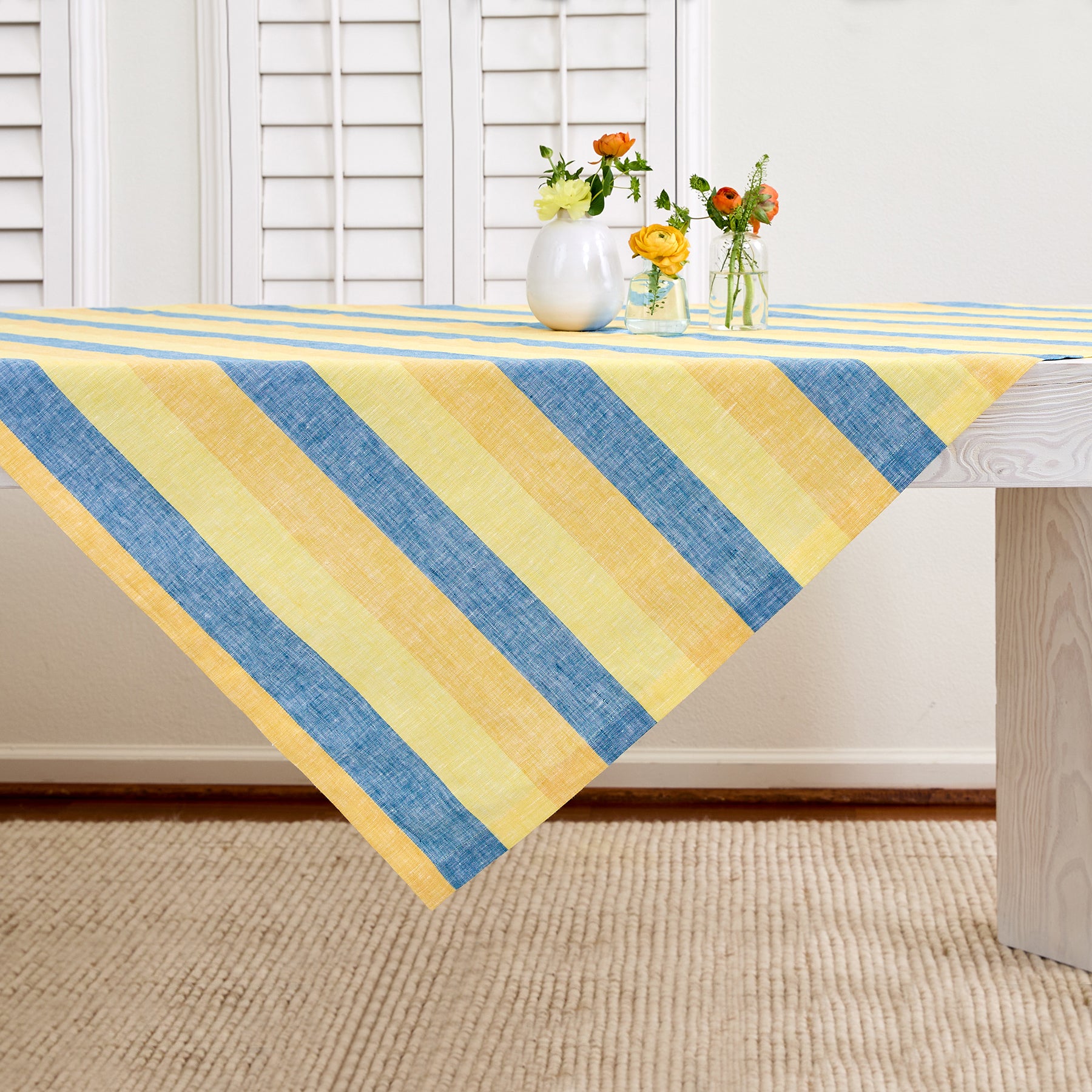 Cabana Stripe Table Throw - Waterproof Outdoor Picnic Blanket for Beach, Poolside & Patio - Decorative Striped Table Cover for Summer Parties & BBQs