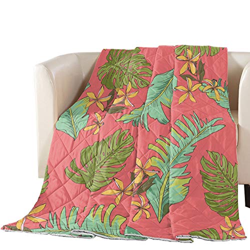 Tropical Banana Leaf Cotton Quilted Comforter - King Size 90x102 Inches - Super Soft & Warm Decorative Bedding for All Seasons - Perfect for Bed, Sofa & Couch