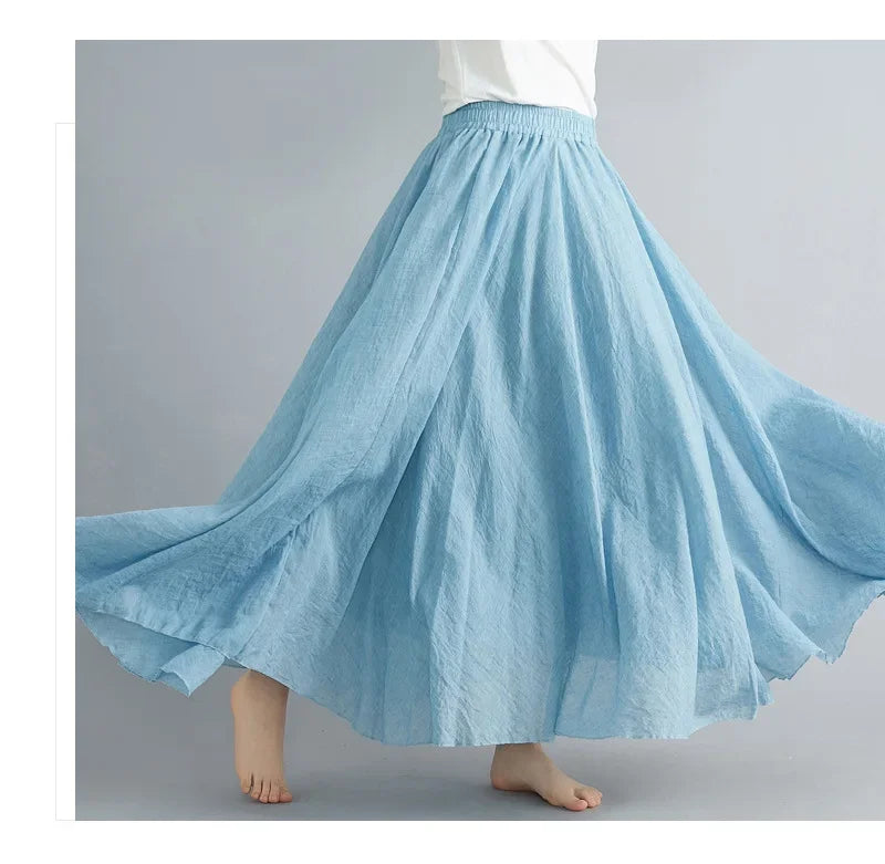 Stylish Women's Cotton Linen Maxi Skirt - Y2K Elegant Boho Long Skirt for Beach, Casual & Harajuku Fashion | Perfect for Summer Outfits, Vacations & Street Style