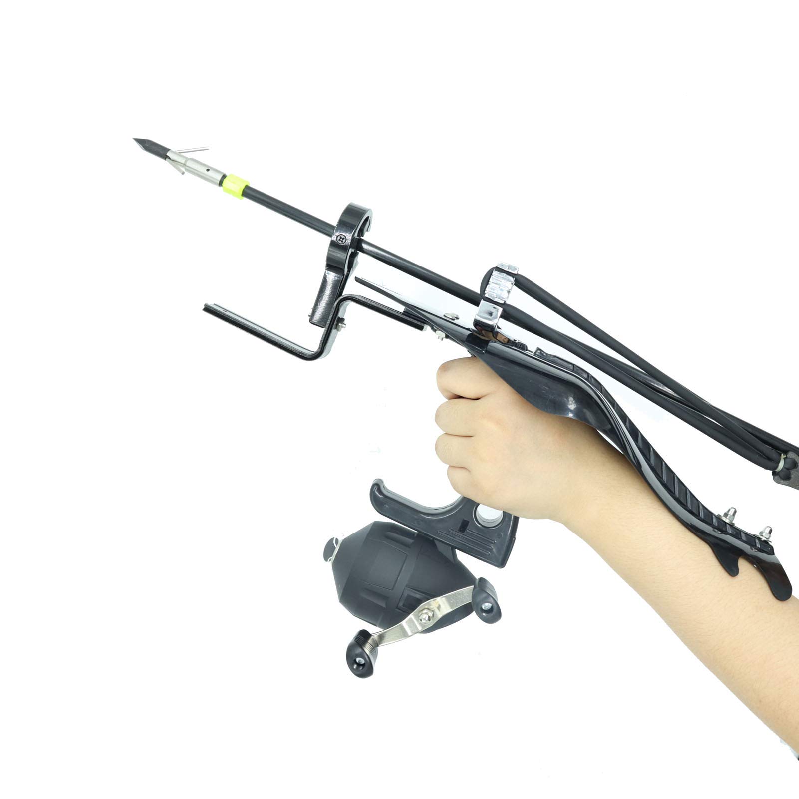 Powerful Hunting & Fishing Slingshot Kit - High Velocity Wrist Sling Bow with Arrows, Brush, Fishing Reel, Flashlight Bracket & 7 Rubber Bands | Outdoor Survival Gear, Camping Accessories, Small Game Hunting Equipment