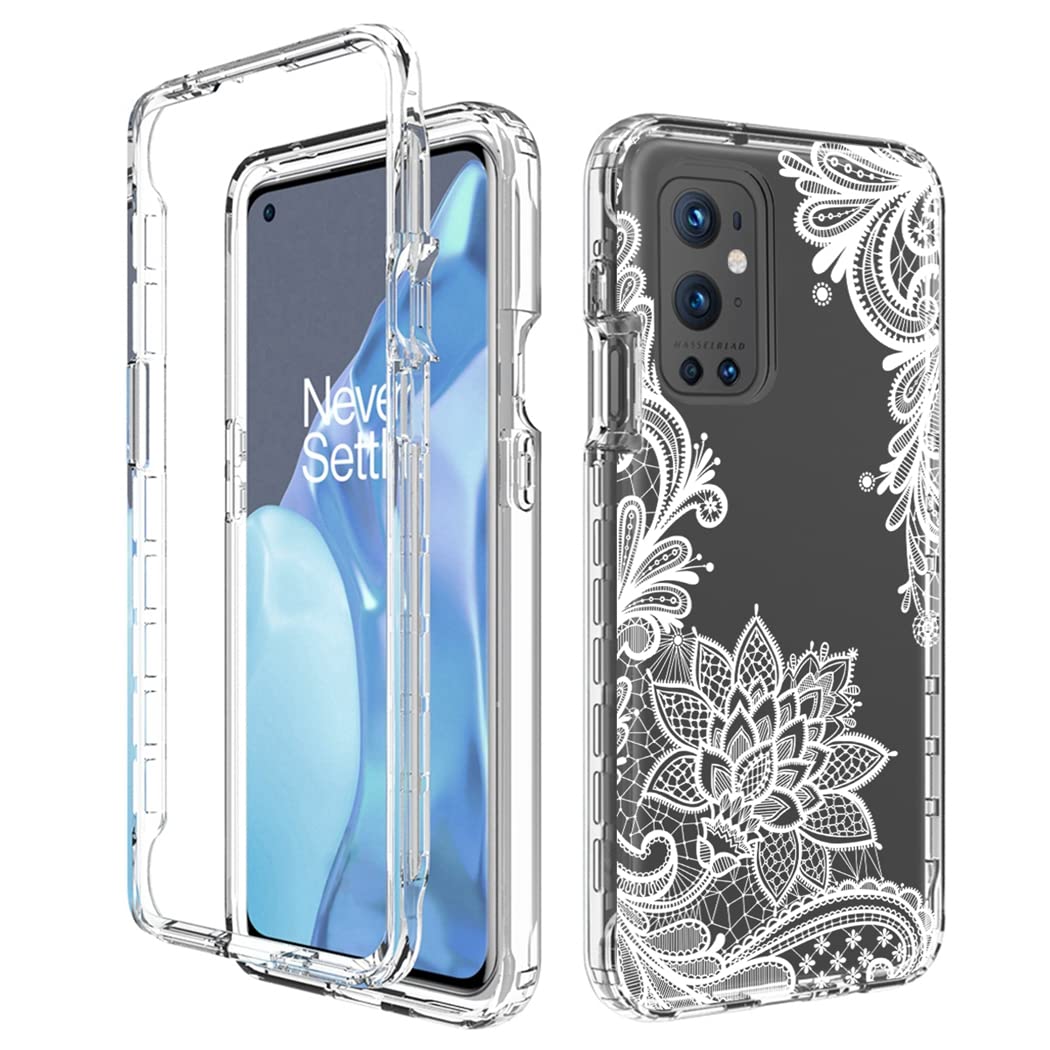 OnePlus 9 Pro 5G Case with Tempered Glass Screen Protector - Clear Mandala Design Shockproof Protective Cover for OnePlus 9 Pro 5G LE2121 | Perfect for Daily Use, Travel & Outdoor Activities