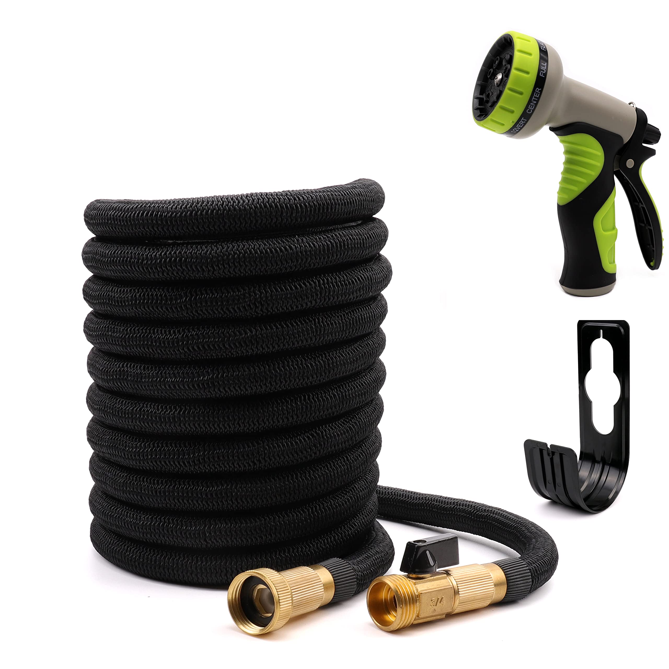 **Luzean 50ft Expandable Garden Hose with 10-Function Spray Nozzle – 3/4