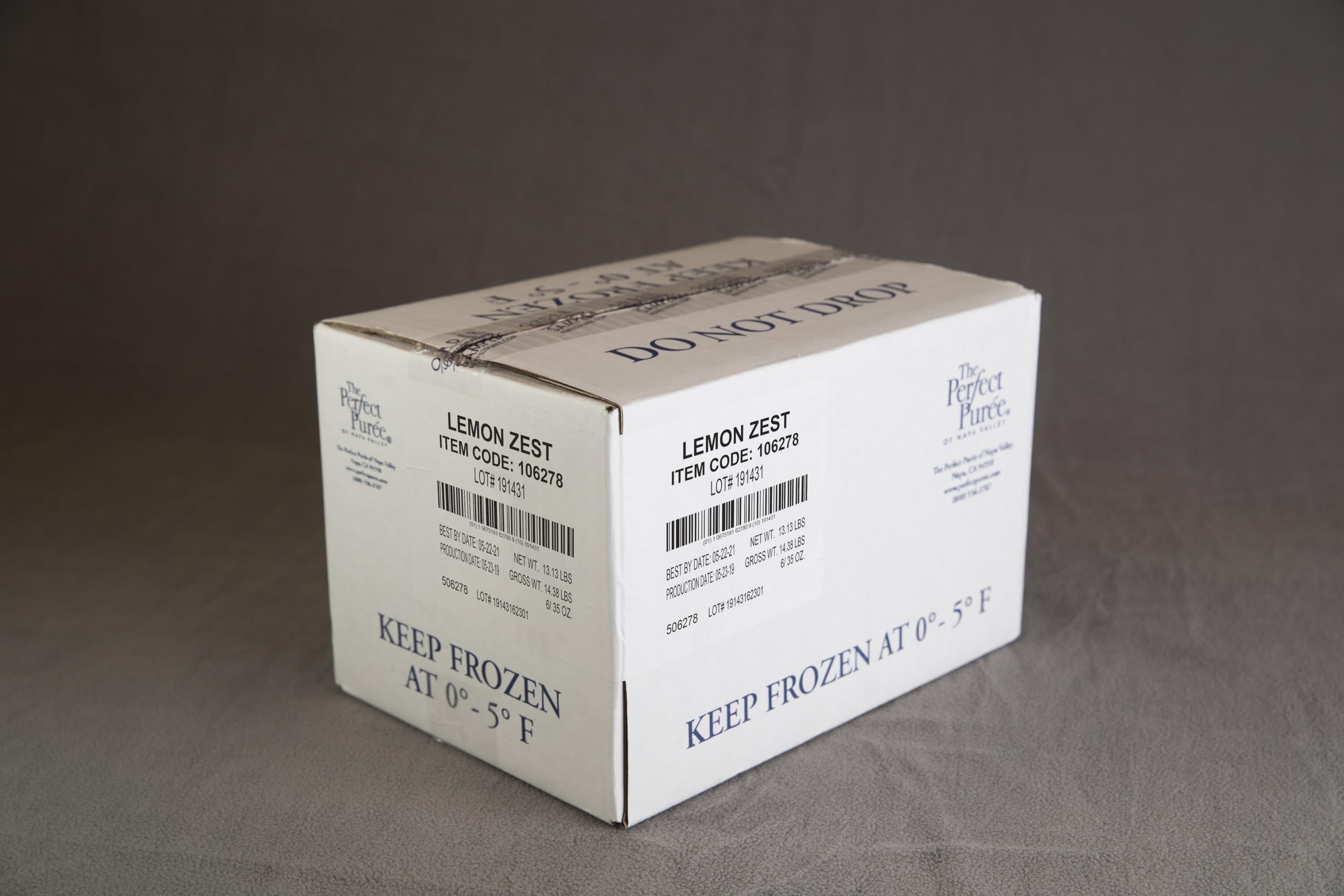 Pure Lemon Zest Puree - Sweetened with 50% Sugar (6 x 35oz Frozen Case) - Perfect for Baking, Desserts & Cocktail Mixing