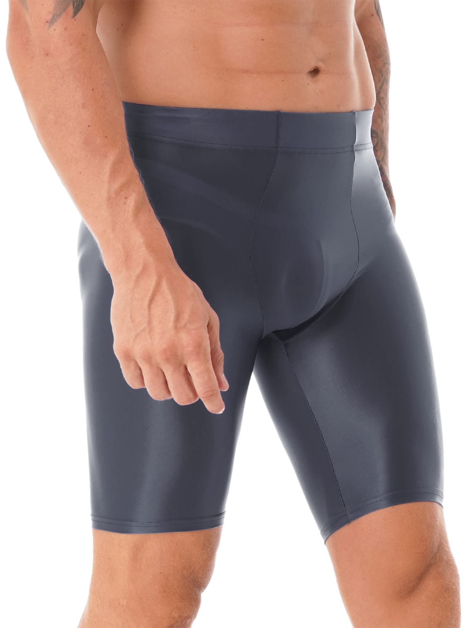 **Men's Shiny Compression Shorts - Quick Dry, Soft & Breathable Sports Tight Shorts for Running, Gym & Swimming**    *(Perfect for Workouts, Training, Yoga & Water Sports - Lightweight & Comfortable Athletic Wear)*