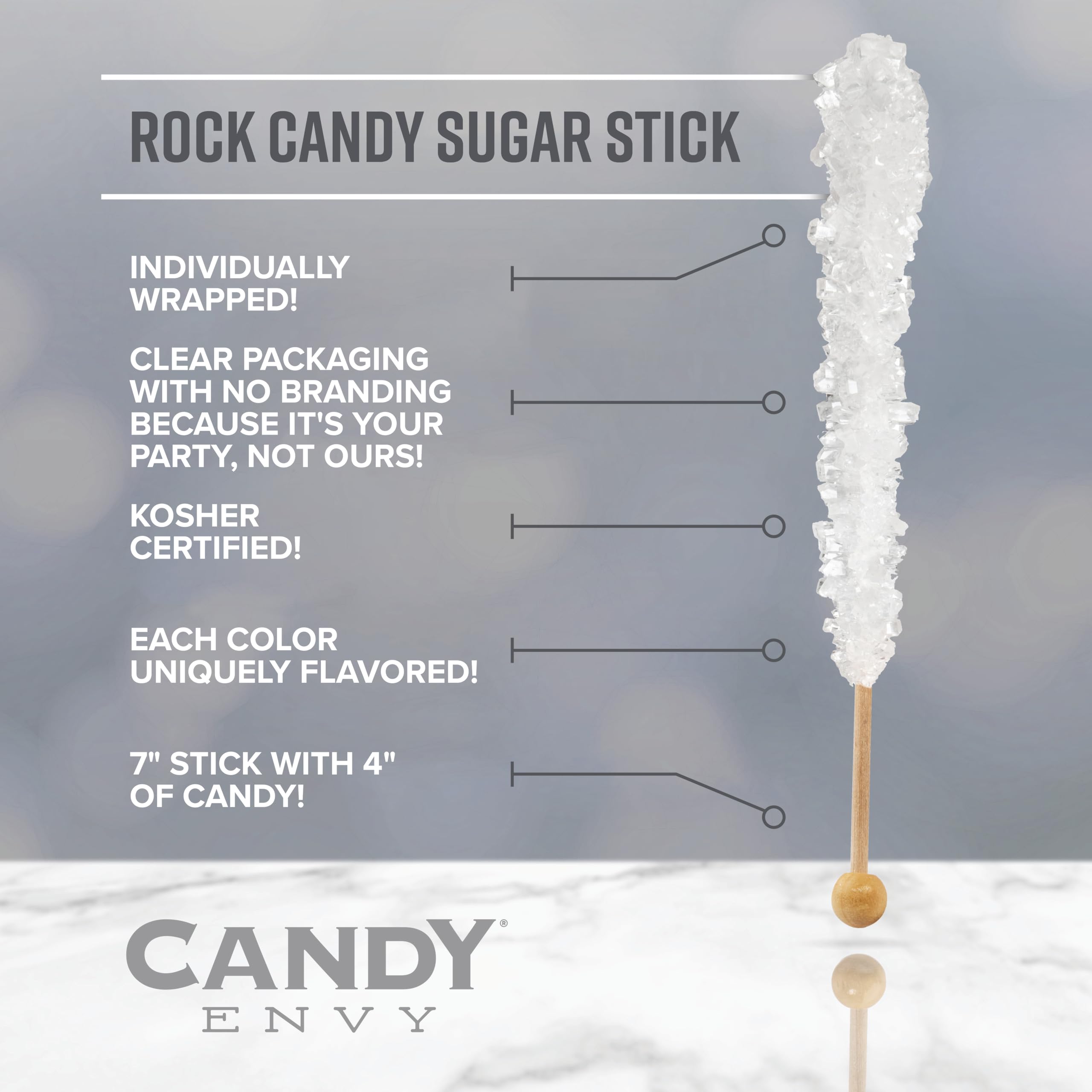 Navy Blue Rock Candy Sugar Sticks - Blueberry Flavored Individually Wrapped (12 Pack) - Perfect for Party Favors, Wedding Decorations & DIY Dessert Toppings