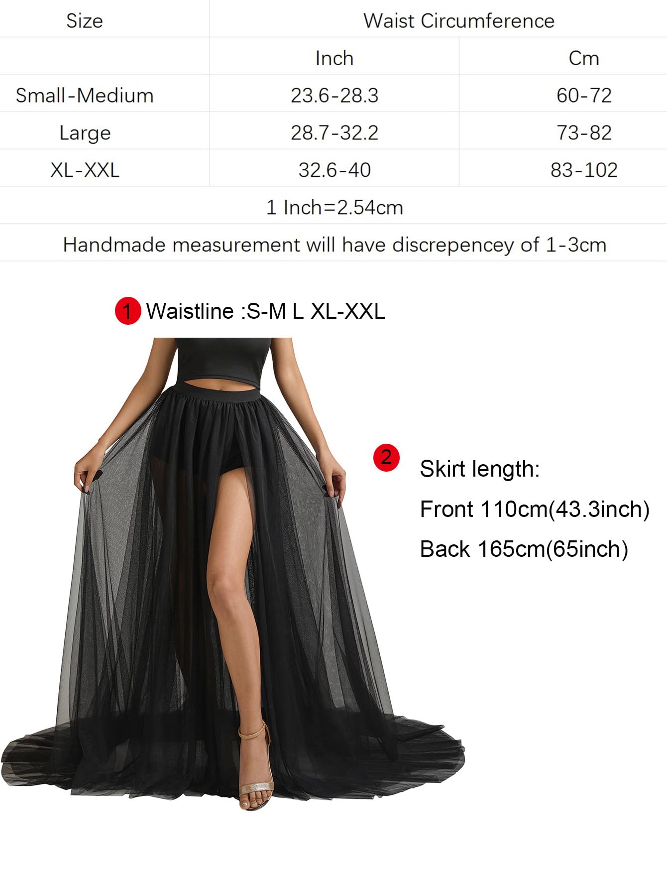Elegant High Split Tulle Overskirt with Train for Prom, Wedding & Party - Perfect for Bridal Gowns, Quinceañera & Formal Dances