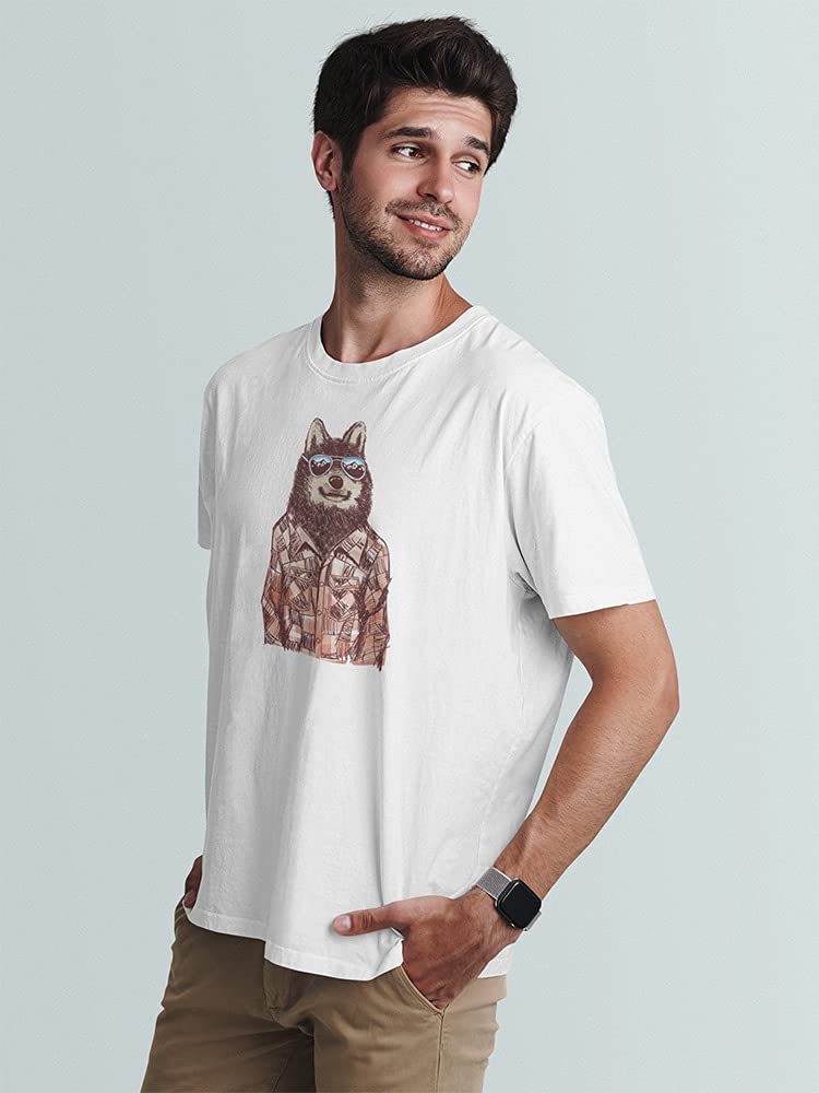 Cool Indy Wolf Sunglasses Graphic T-Shirt for Men - Stylish Casual Wear for Outdoor Activities & Street Fashion