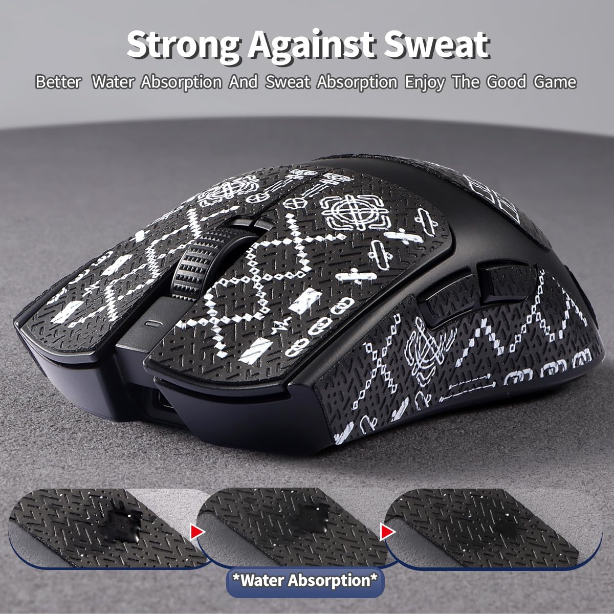 Razer Viper V3 Pro Mouse Grip Tape - Anti-Slip, Sweat-Resistant Pre-Cut Stickers | Self-Adhesive Gaming Mouse Accessories (Custom Printing Patterns) | Perfect for Esports, FPS & MOBA Gaming