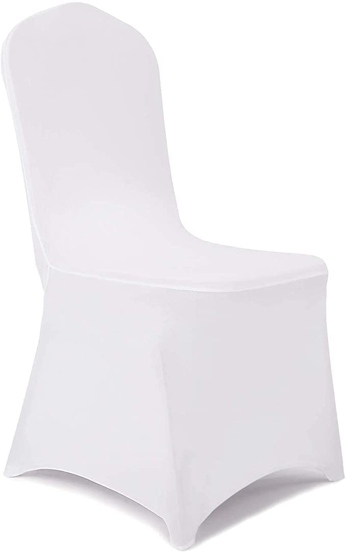 100 PCS White Stretch Spandex Chair Slipcovers - Elastic Dining Room Chair Covers Protector for Wedding, Banquet, Party & Home Decor | Fits Most Chairs, Easy to Clean & Install