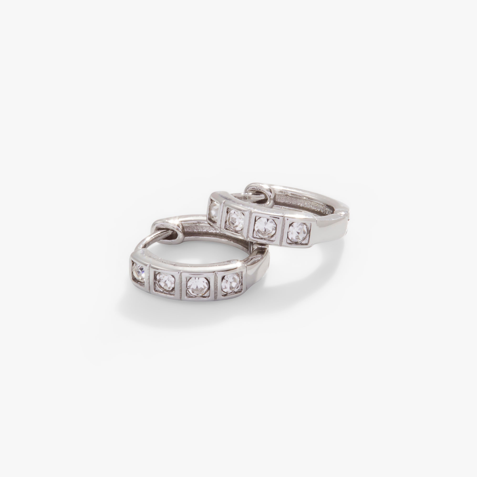 Crystal Huggie Hoop Earrings for Women - Clear Sparkling Cubic Zirconia Studs - Perfect for Everyday Wear, Parties & Special Occasions