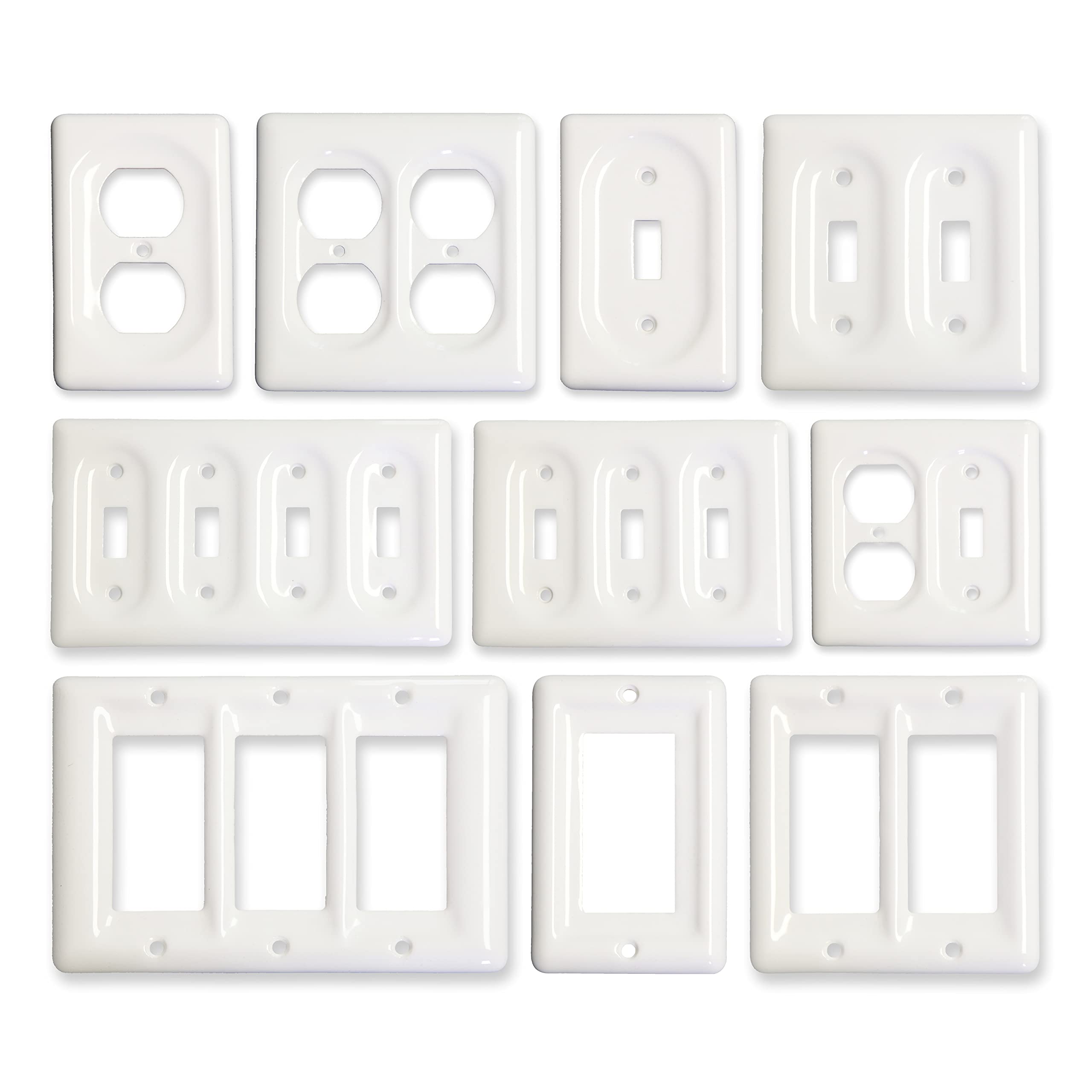White Ceramic Switch Plate Covers - Rocker Style Wall Plates for Home Decor & Electrical Safety - Perfect for Living Room, Bedroom & Kitchen Upgrades