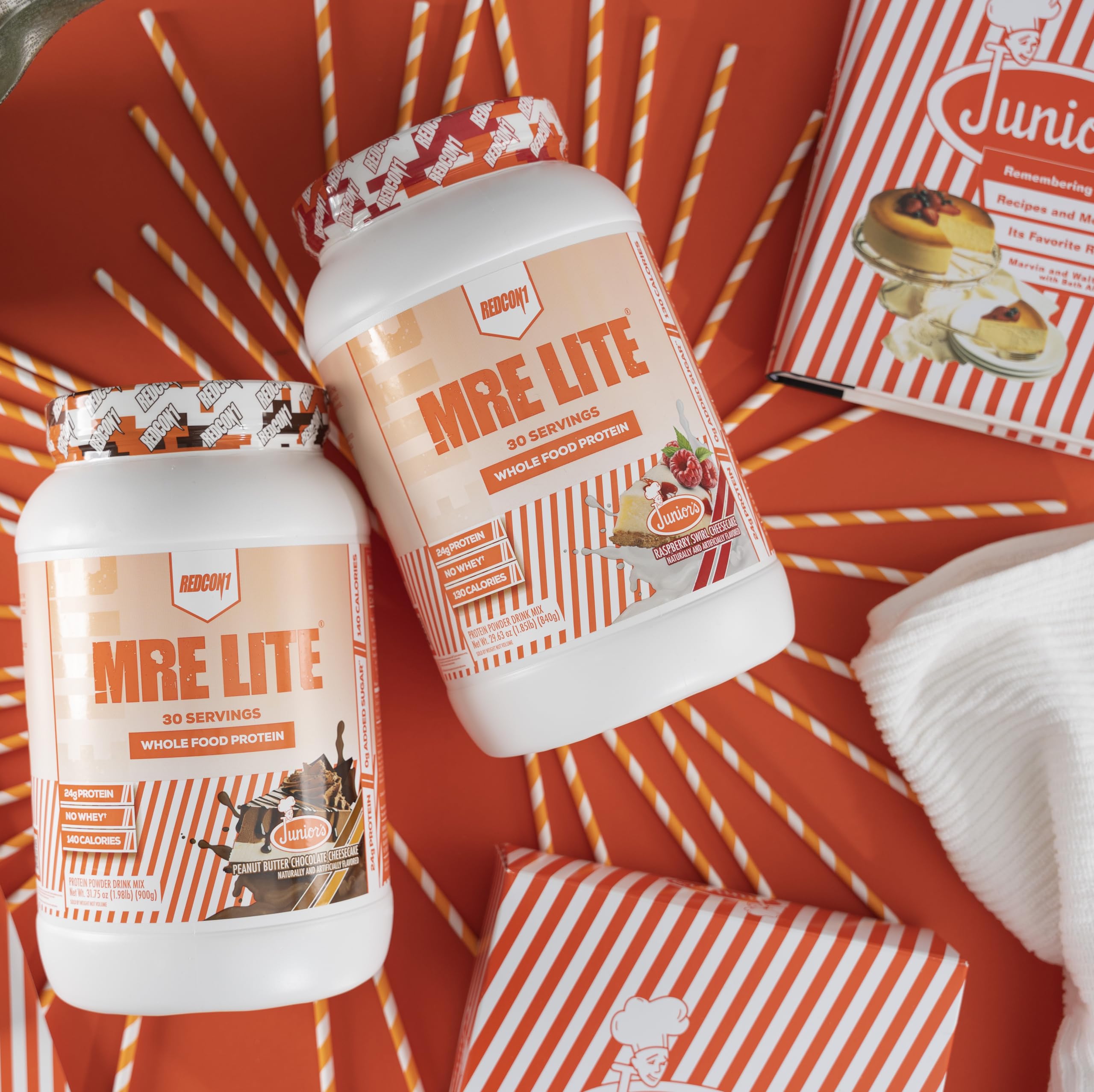 REDCON1 MRE Lite Whole Food Protein Powder for Juniors - Peanut Butter Chocolate Cheesecake Flavor | Low Carb Whey-Free Meal Replacement with Animal Protein Blends & MCT Oils | Easy to Digest (30 Servings) | Perfect for Post-Workout Recovery & Healthy Snacking