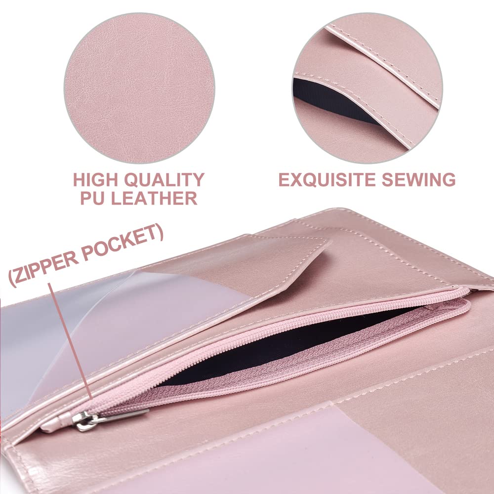 Cute Server Book with Zipper Pocket for Waitress - Rose Gold Organizer for Notes & Tips