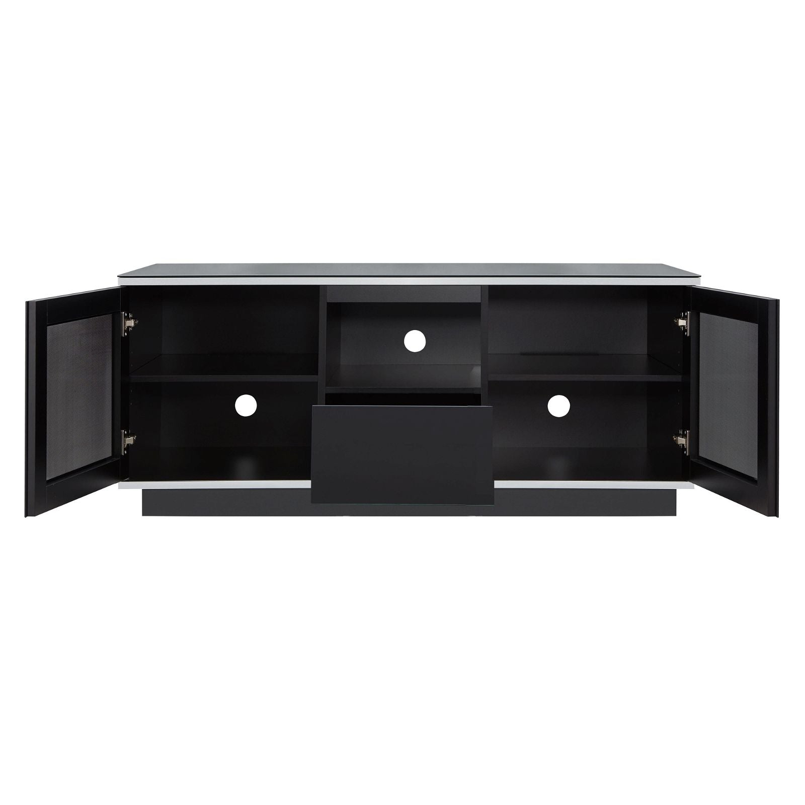 TITAN 1500 Black TV Stand Entertainment Center with Storage Shelves - Perfect for Living Room Home Theater Setup