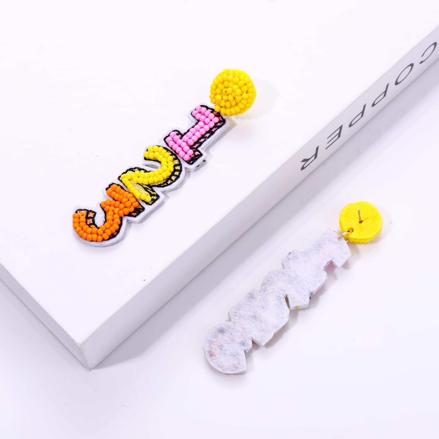 Beaded Apple ABC Pencil Earrings - Colorful Teacher Jewelry Gift for School & Appreciation