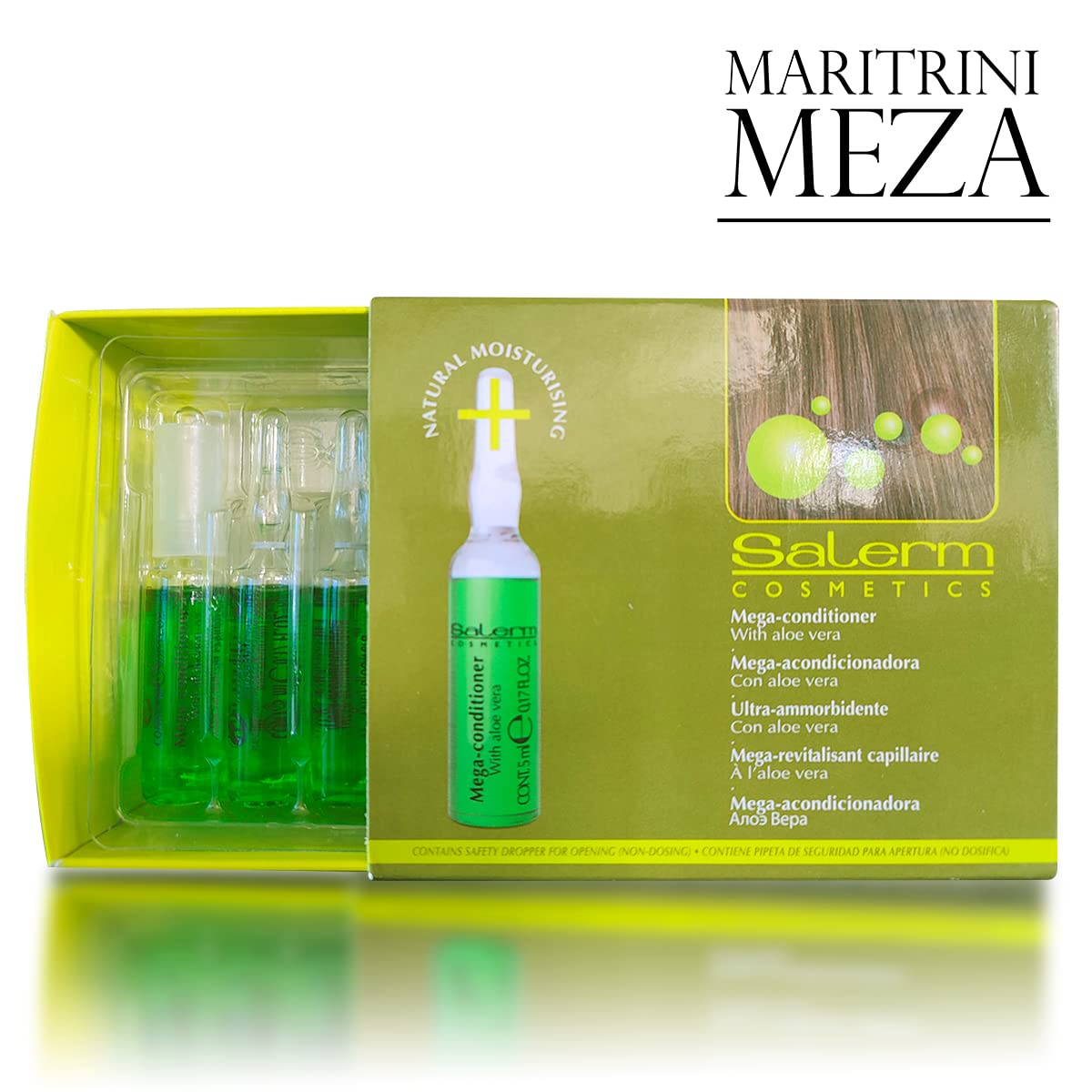 Salerm Mega Conditioner Ampoules 12 x 5ml - Deep Repair & Hydration Hair Treatment for Dry & Damaged Hair - Gift Included - Professional Salon Quality Conditioning Vials - Perfect for Home Hair Care Routine & Travel Essentials