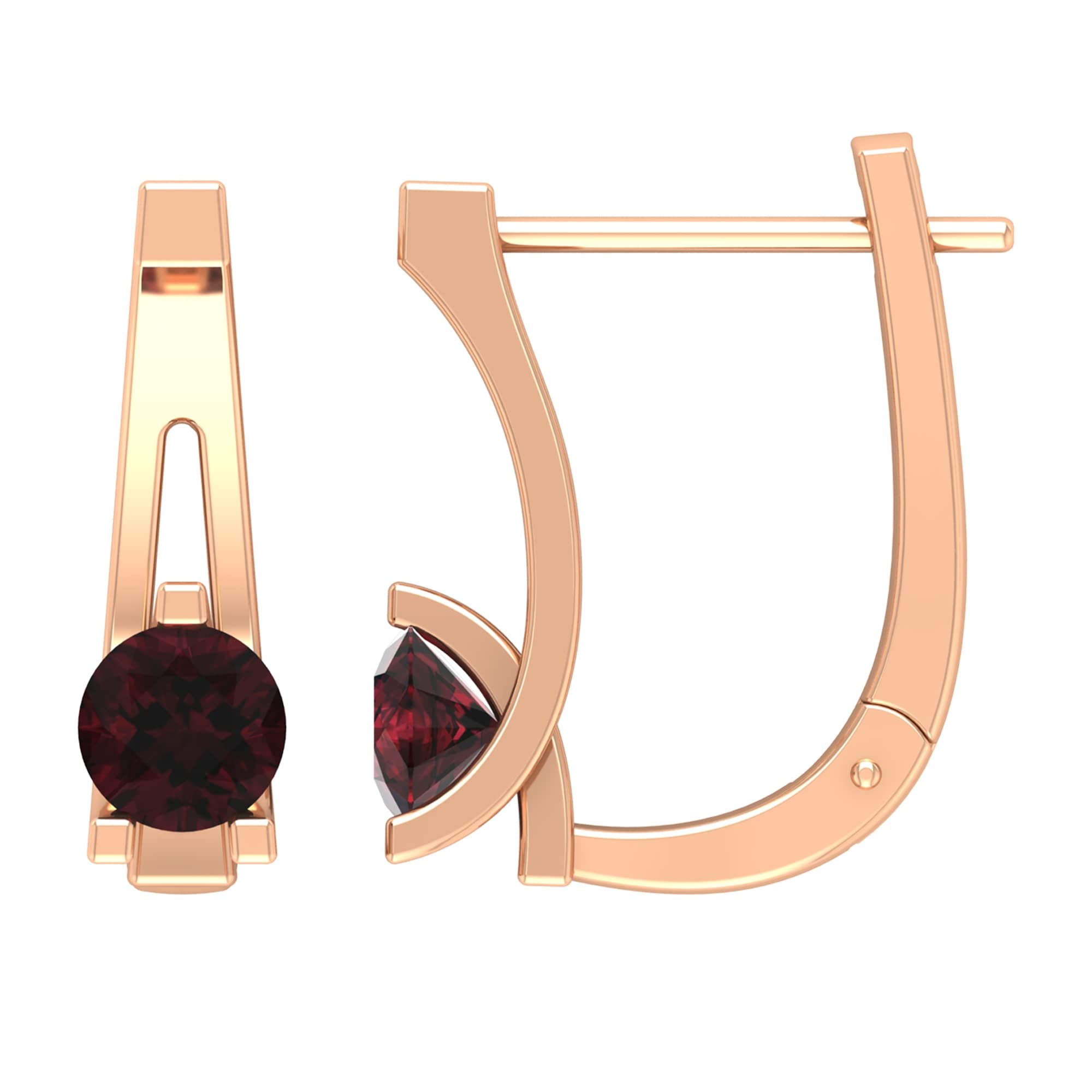 0.50 CT Garnet Solitaire Hoop Earrings - 14K Solid Gold Lever Back January Birthstone Jewelry - Perfect for Gifts, Weddings & Everyday Elegance