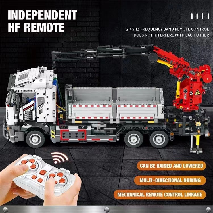 Reobrix 22011 RC Mechanical Crane Truck Building Blocks Set - Remote Control Construction Vehicle Toy for Kids & Adults - STEM Educational Gift for Boys & Girls - Perfect for Indoor Play, Birthday Gifts & Construction Enthusiasts