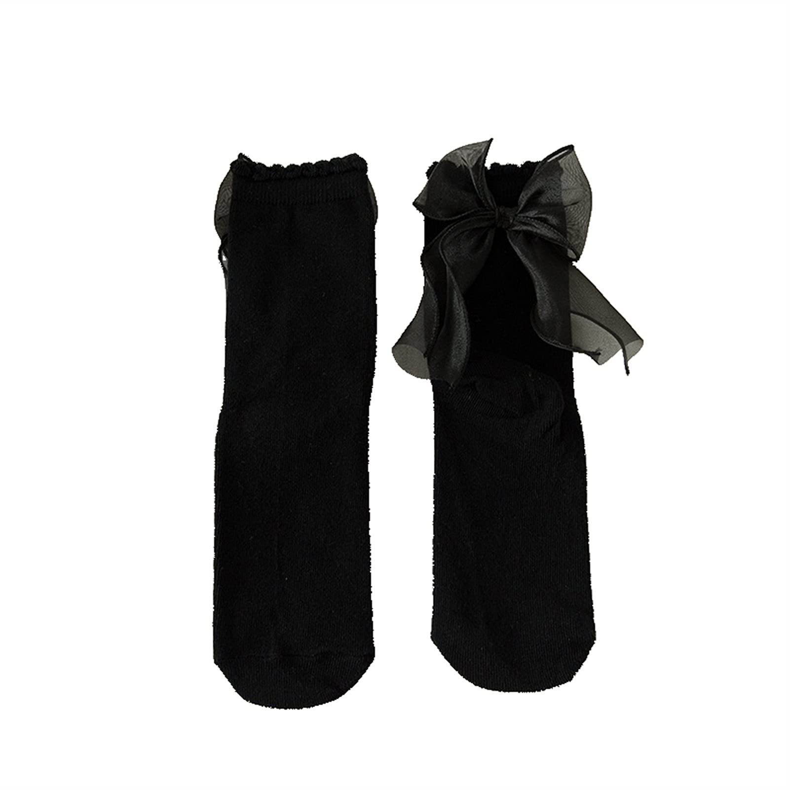 Lolita Socks for Women - Cute Lace Mid-Calf Socks with Bow Detail | JK Uniform & Cosplay Accessories | Black One Size | Perfect for Anime Conventions, School Uniforms & Kawaii Fashion