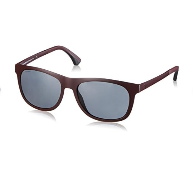 Emporio Armani EA 4034 5261/87 Matte Burgundy/Grey Rectangle Men's Sunglasses - Stylish UV Protection Shades for Driving, Outdoor & Fashion