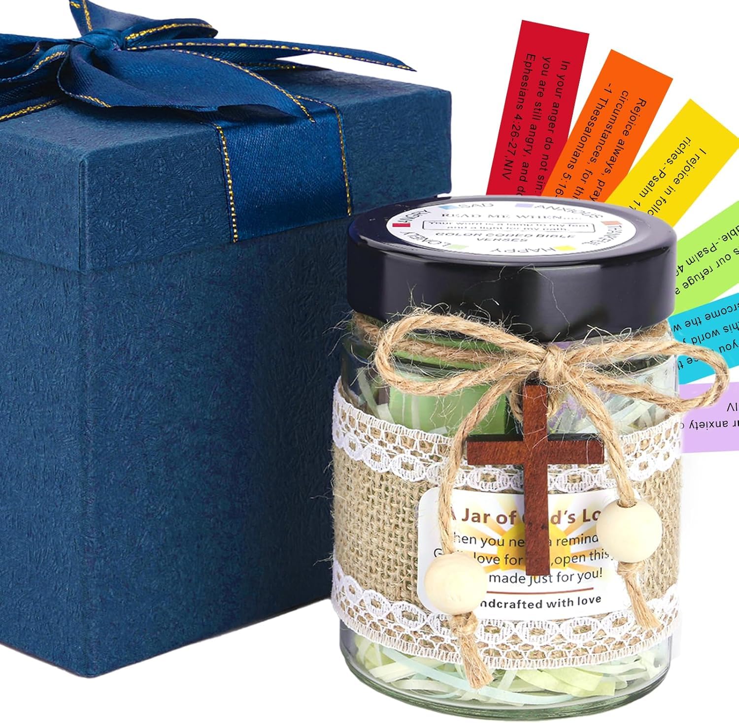 Bible Verse Jar - Inspirational Scripture Quotes for Emotions & Feelings | Christian Gift for Women, Mom, Easter, Birthday, Graduation | Religious Gifts & Bible Study Accessories | Perfect for Daily Devotion & Spiritual Encouragement