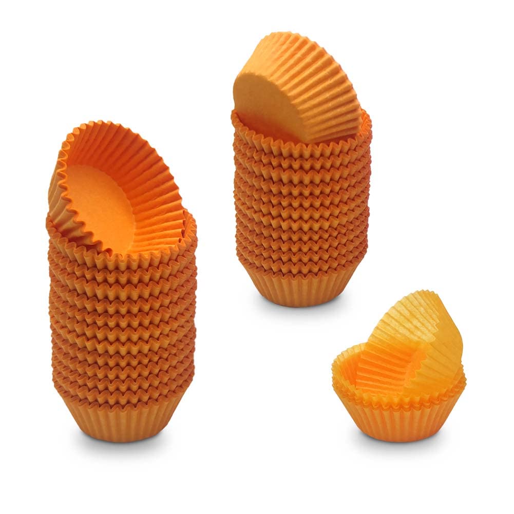 Orange Mini Cupcake Liners - 500 Count Natural Greaseproof Paper Muffin Baking Cups for Parties, Weddings & Home Baking | Eco-Friendly & Non-Stick