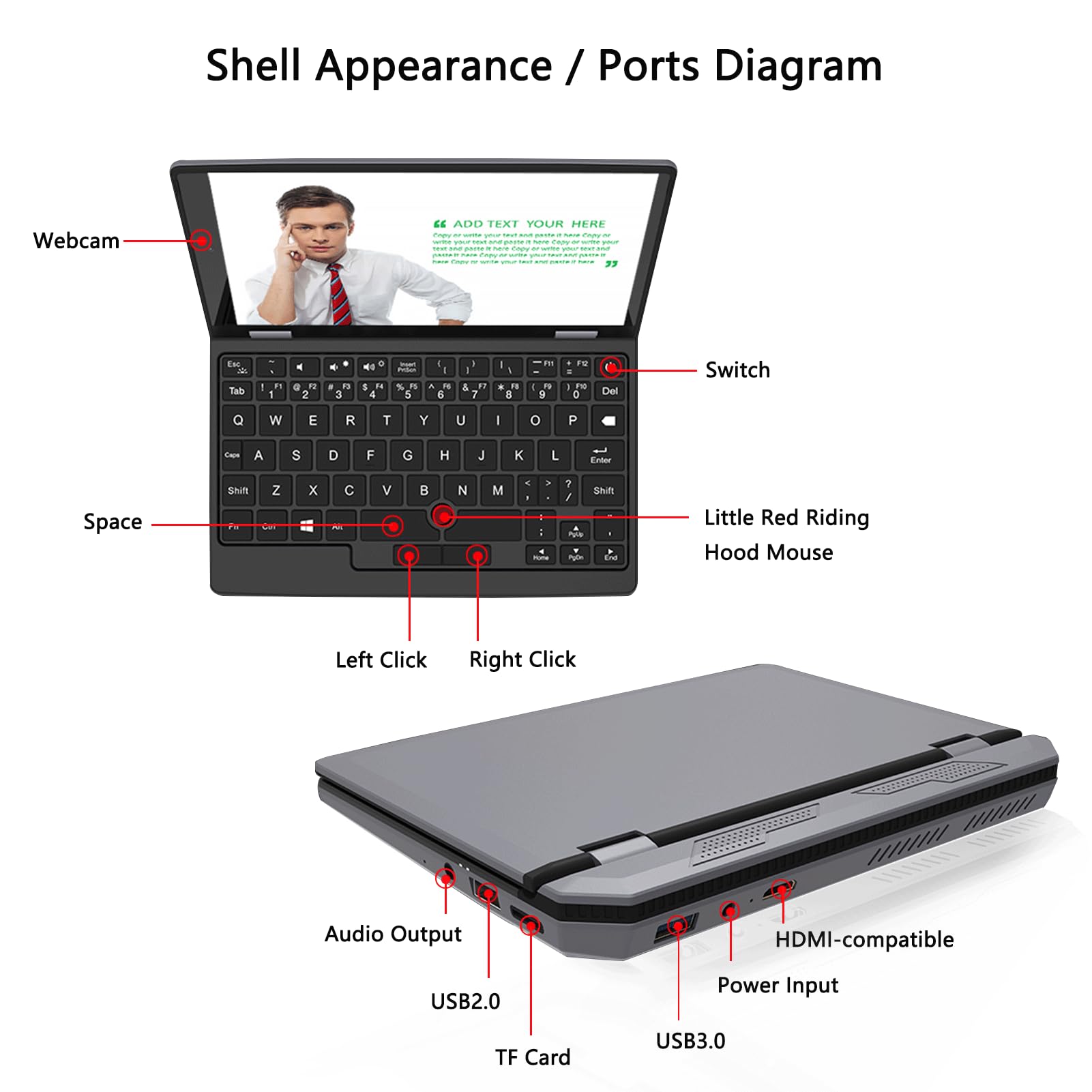 KingnovyPC 7-inch Mini Laptop with Windows 11 | Intel Celeron J4105 Touchscreen Notebook | 12GB RAM & 2TB SSD | Dual Band WiFi, USB 3.0/2.0, HDMI | Ultra-Portable Small Computer for Business, Travel & Home Use