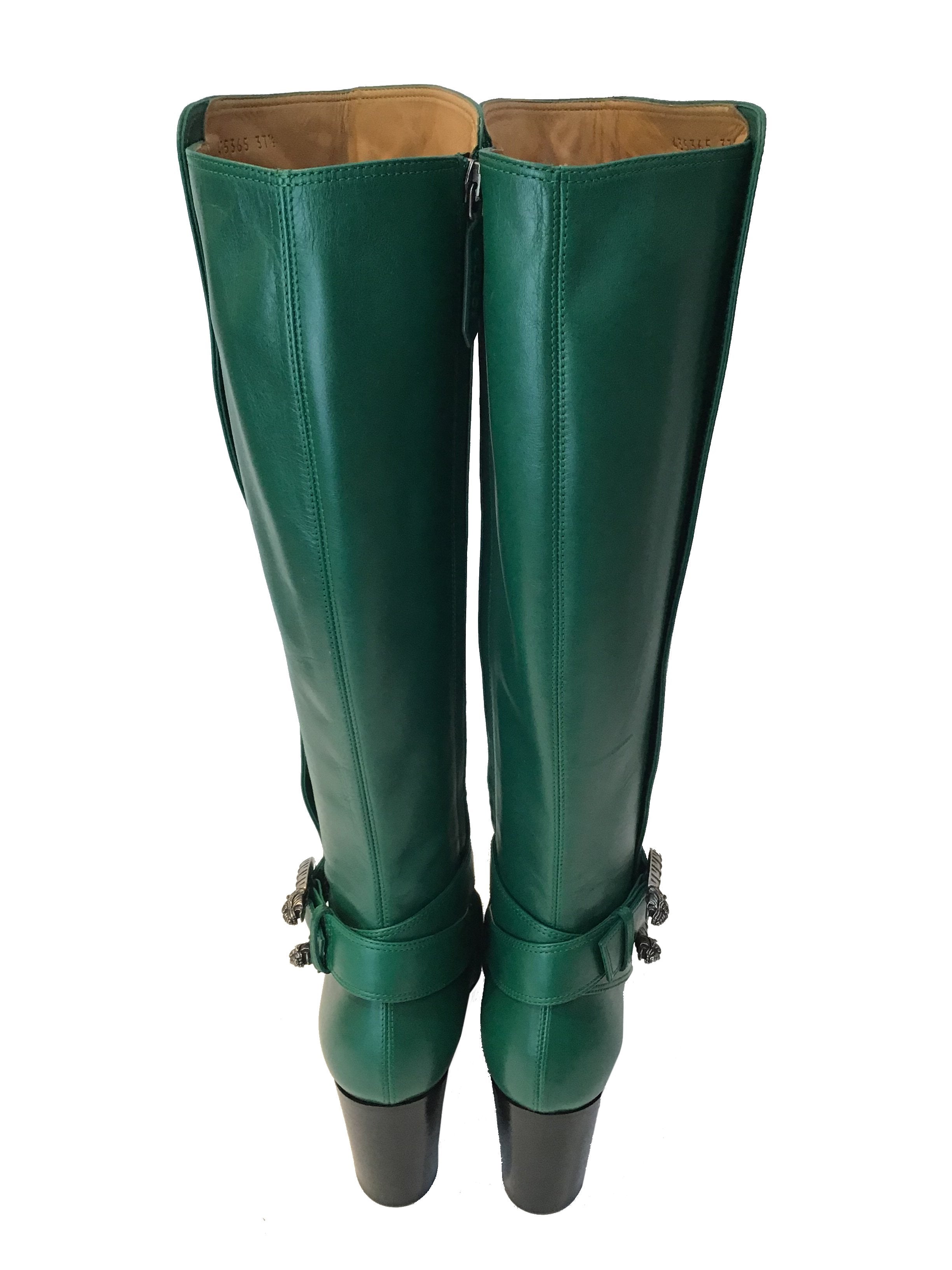 Gucci Dionysus Embroidered Knee Boots Women's Size 7.5 - Luxury Leather Ankle Boots with GG Supreme Canvas for Party & Evening Wear