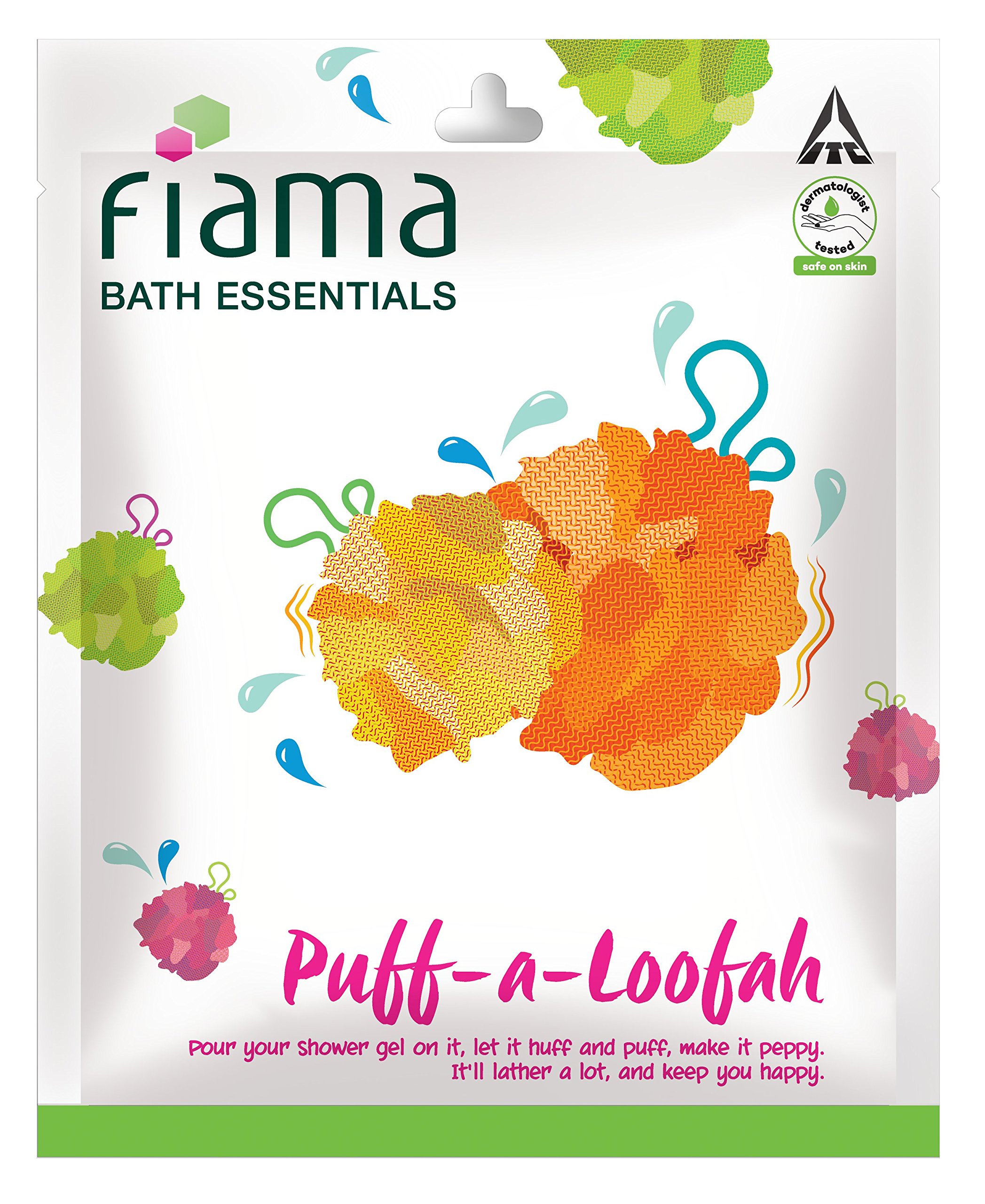 Fiama Bath Essentials Puff-A-Loofah & Lacey Loofah Set - Exfoliating Body Scrubber for Shower & Spa (Color May Vary) - Perfect for Daily Skincare Routine & Gift Sets
