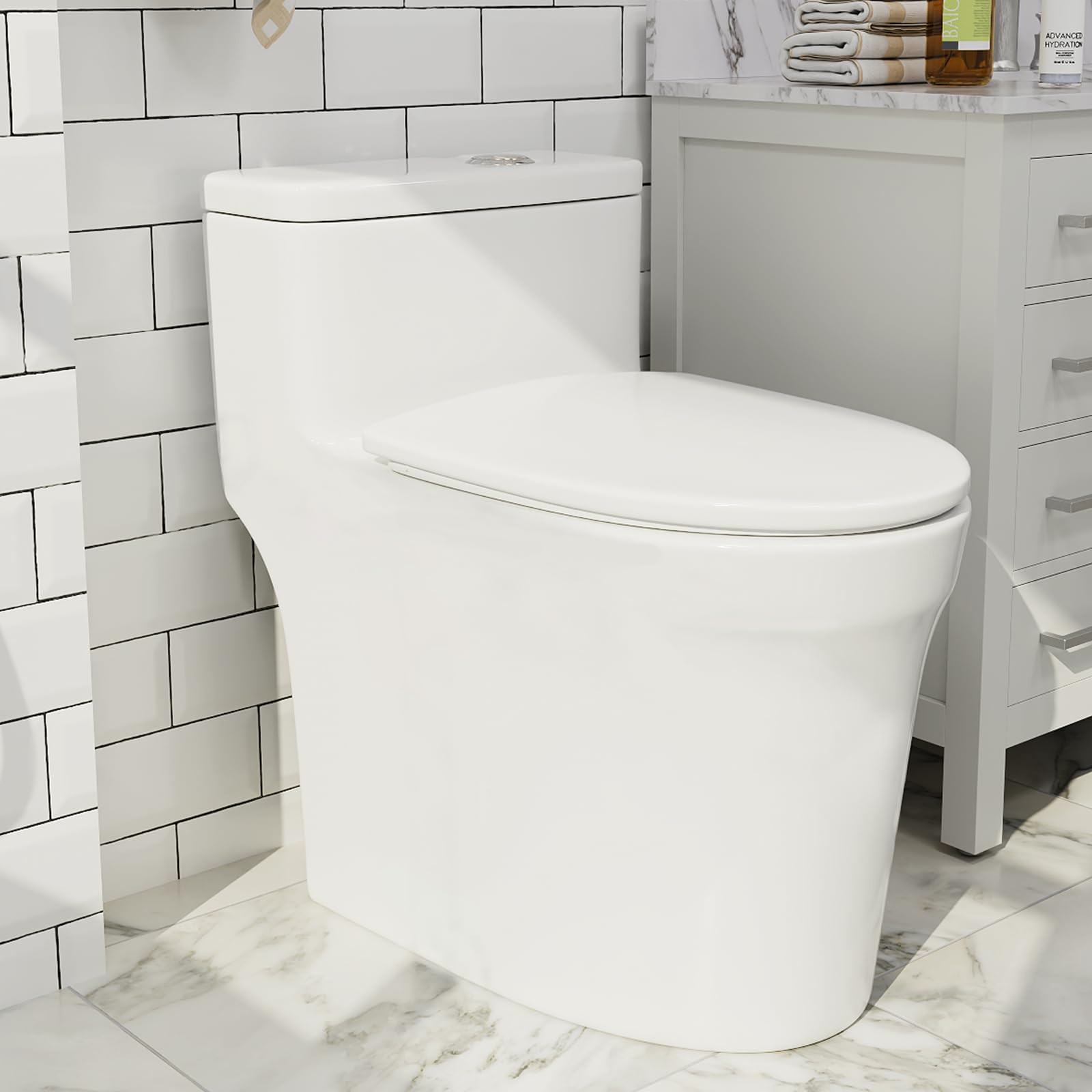 Dual Flush One Piece Toilet - 17.7