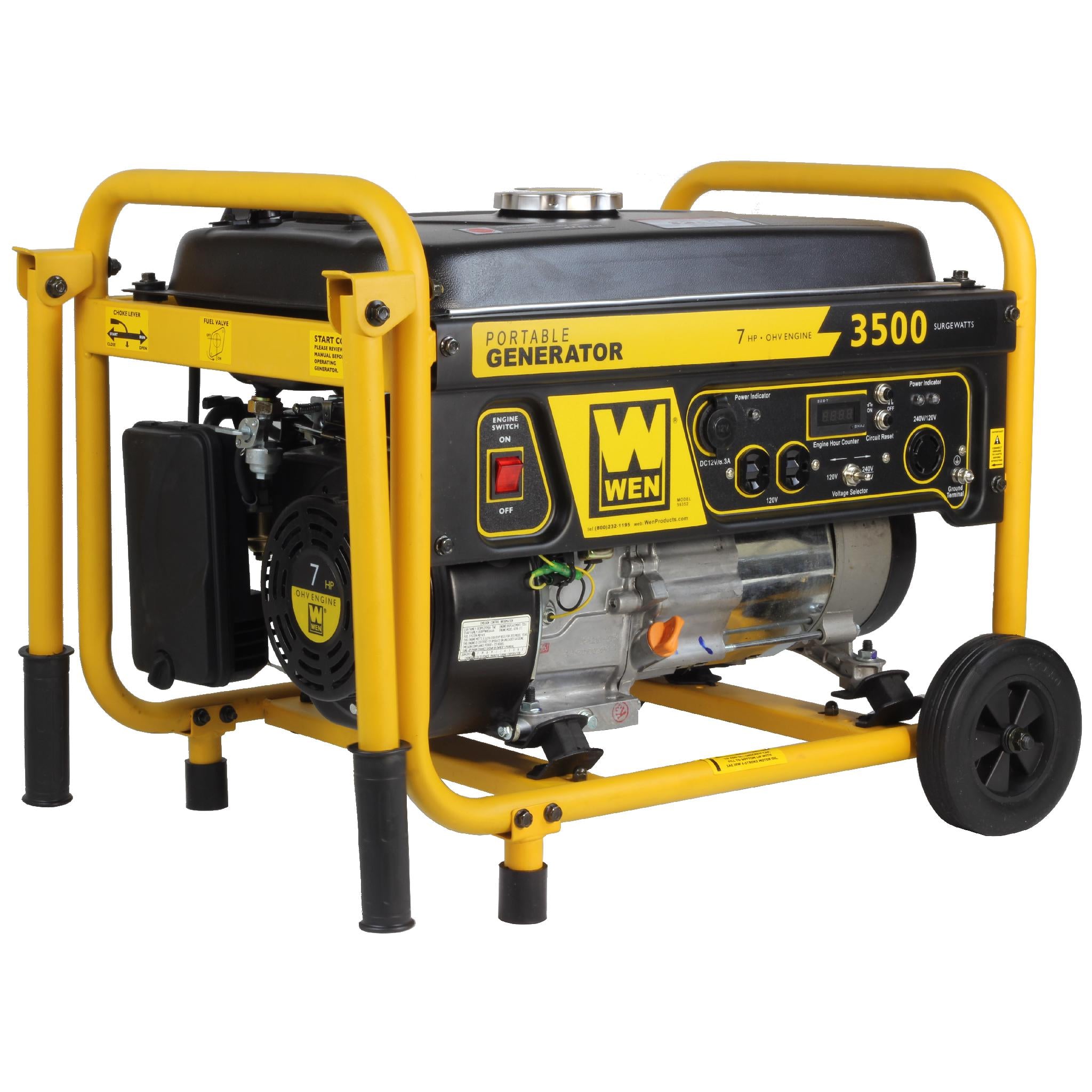 WEN 56352 3500W Portable Gas Generator with Wheel Kit - CARB Compliant for Home Backup Power & Outdoor Camping