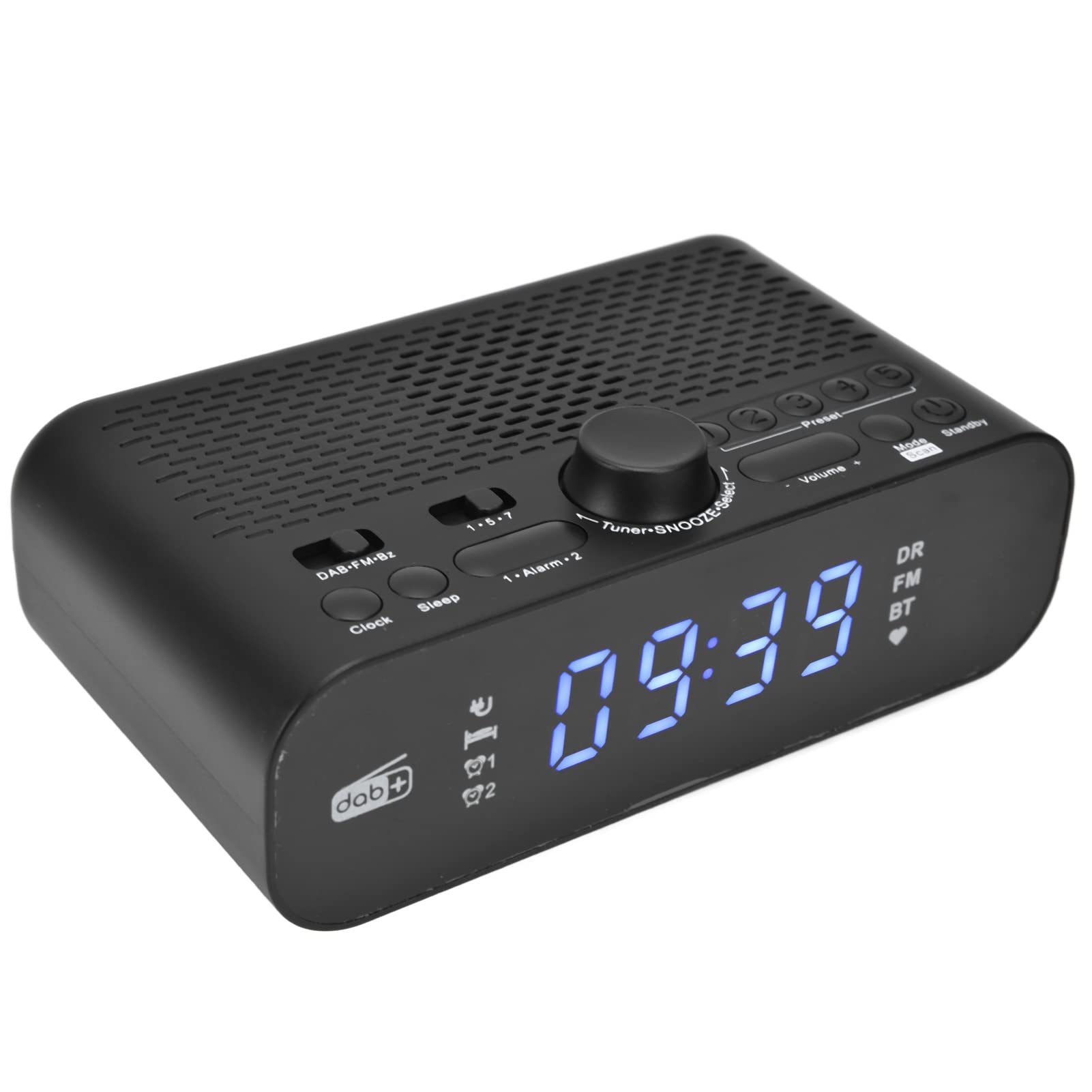 Smart Bluetooth Digital Alarm Clock Radio with DAB/FM, LED Display & Adjustable Brightness - Bass Diaphragm Speaker, Easy Snooze Button for Bedroom, Home, Office Use | Wake Up to Music or Radio