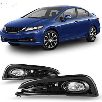OEM Style Fog Lights for 2013-2015 Honda Civic 4DR Sedan - Durable Replacement Parts for Night Driving & Bad Weather Visibility