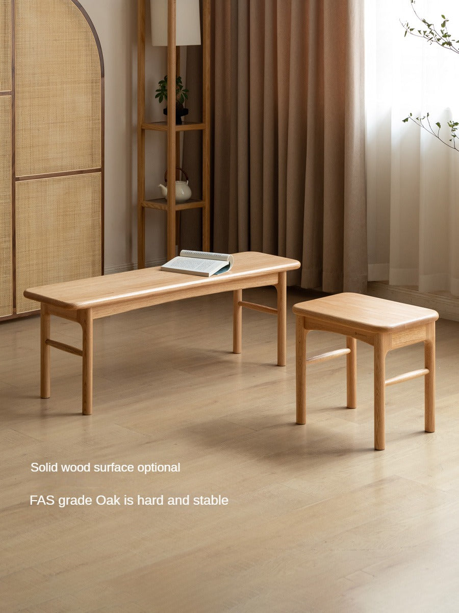 Solid Oak Wood Modern Soft Tea Stool - Comfortable & Stylish Footrest Ottoman for Living Room, Bedroom, or Tea Ceremony