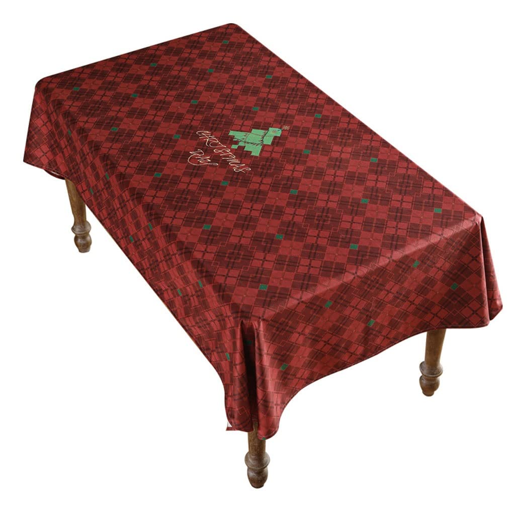 Christmas Red Rectangular Tablecloth 55x71 Inch - Holiday Dining Table Cover for Home, Restaurant & Tea Party Decor - Wrinkle-Resistant Polyester Fabric