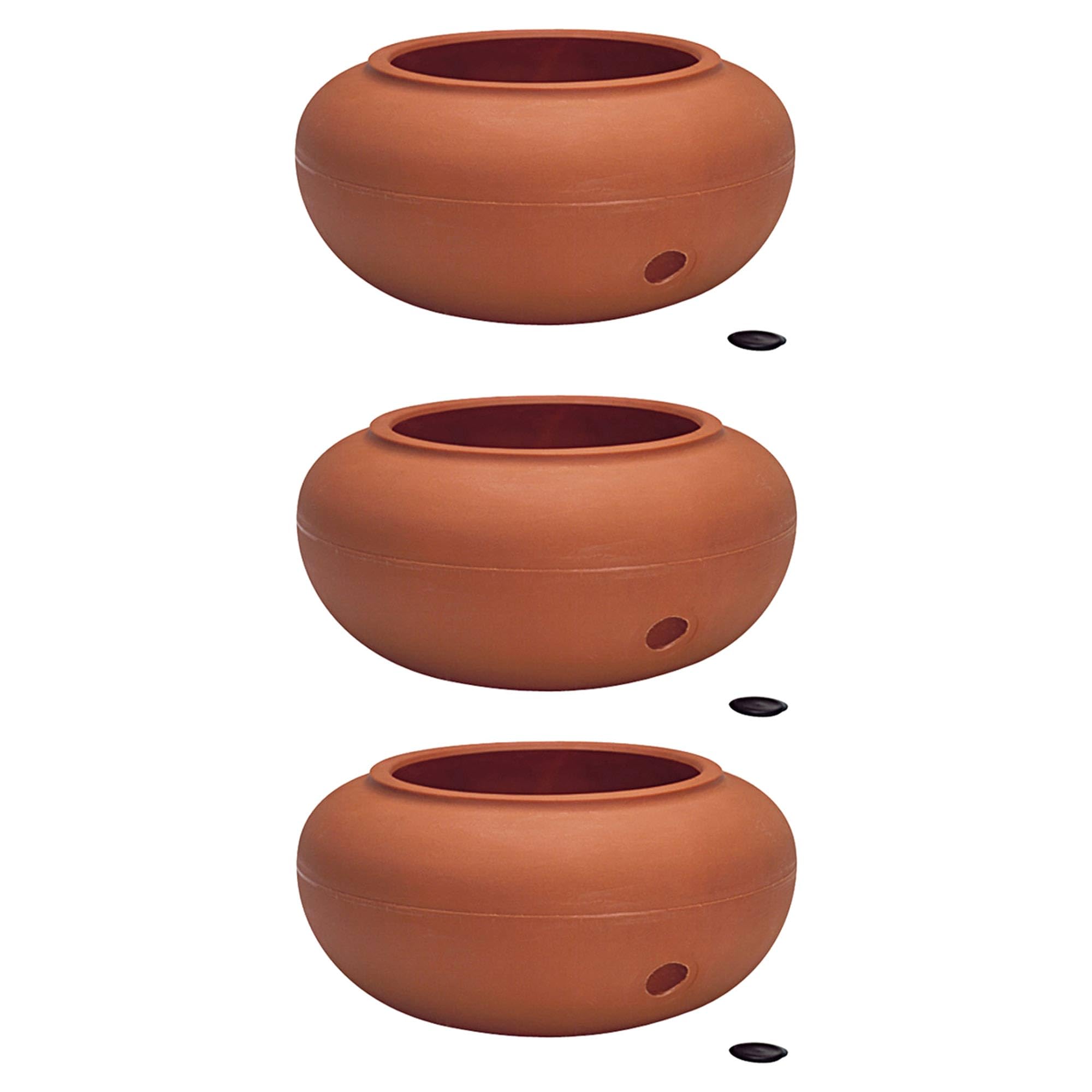 The HC Companies 21 Inch Lightweight Garden Hose Storage Pot - Holds 75-100 Ft Hoses, Terrazzo Series Design, Terra Cotta (2 Pack) - Perfect for Outdoor Garden, Yard, and Patio Organization