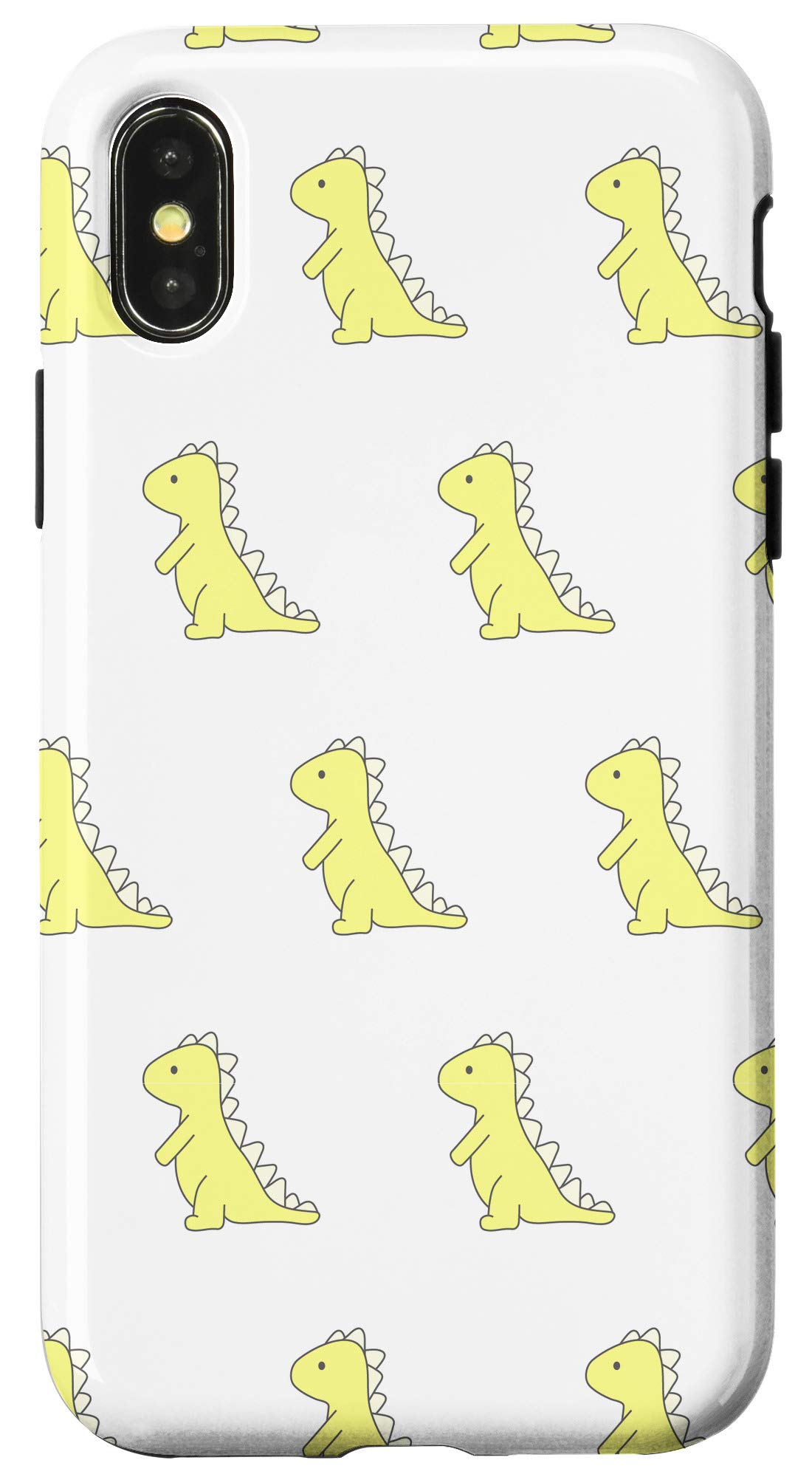 Durable iPhone X/XS Dinosaur T-Rex Phone Case - Cute Yellow Cartoon Pattern Protective Cover for Men & Women | Perfect for Daily Use, Work, School & Outdoor Activities