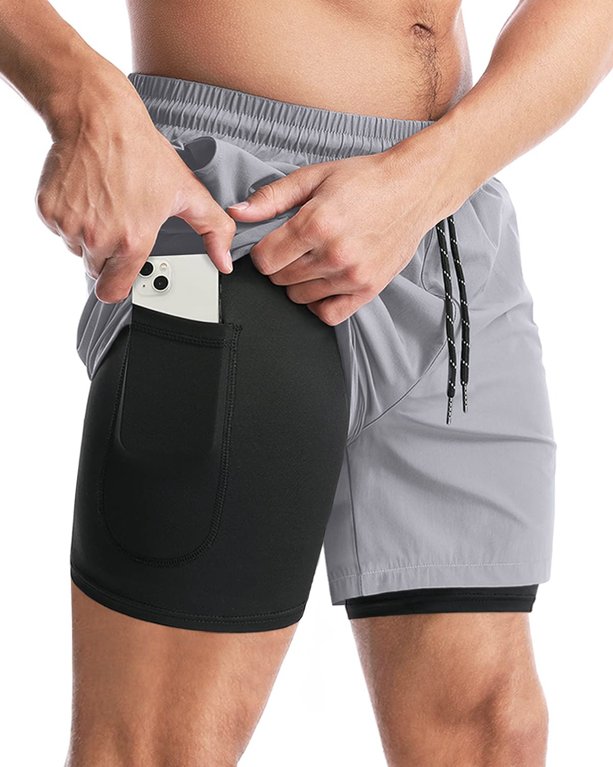 Aolesy Men's 2-in-1 Running Shorts - 5
