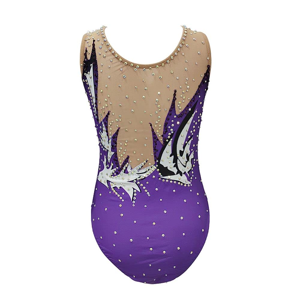 LIUHUO Women's Synchronized Swimming Suit - Ballet Dance Leotard for Gymnastics & Performance - Purple - Perfect for Water Ballet, Swim Meets & Dance Competitions