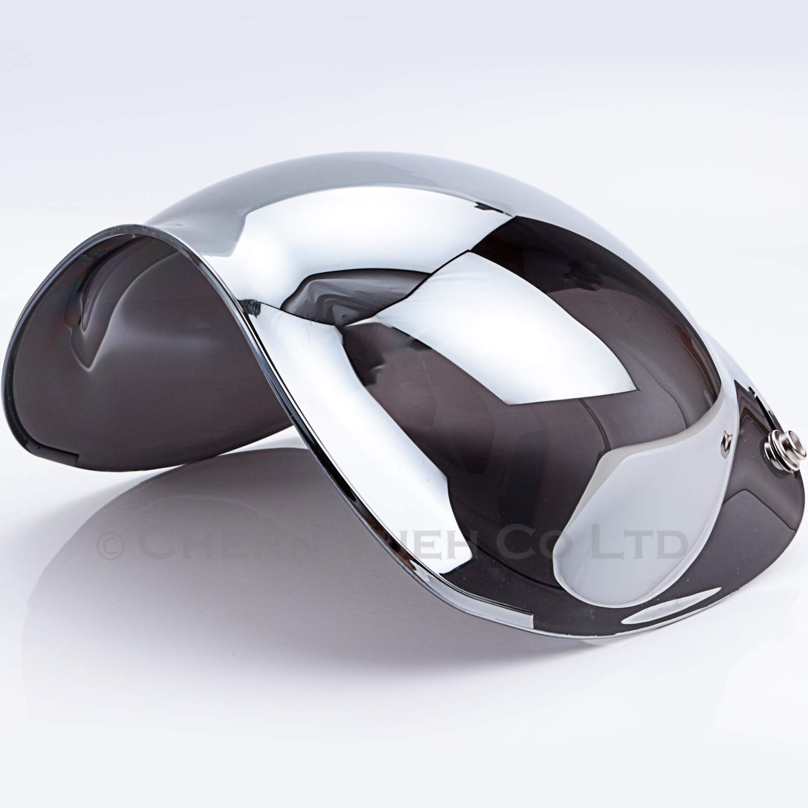 Smoke Tint Bubble Shield for 3-Snap Motorcycle Helmet - Chrome Mirror Visor for Harley, Honda, Yamaha - UV Protection & Anti-Fog for Day & Night Riding