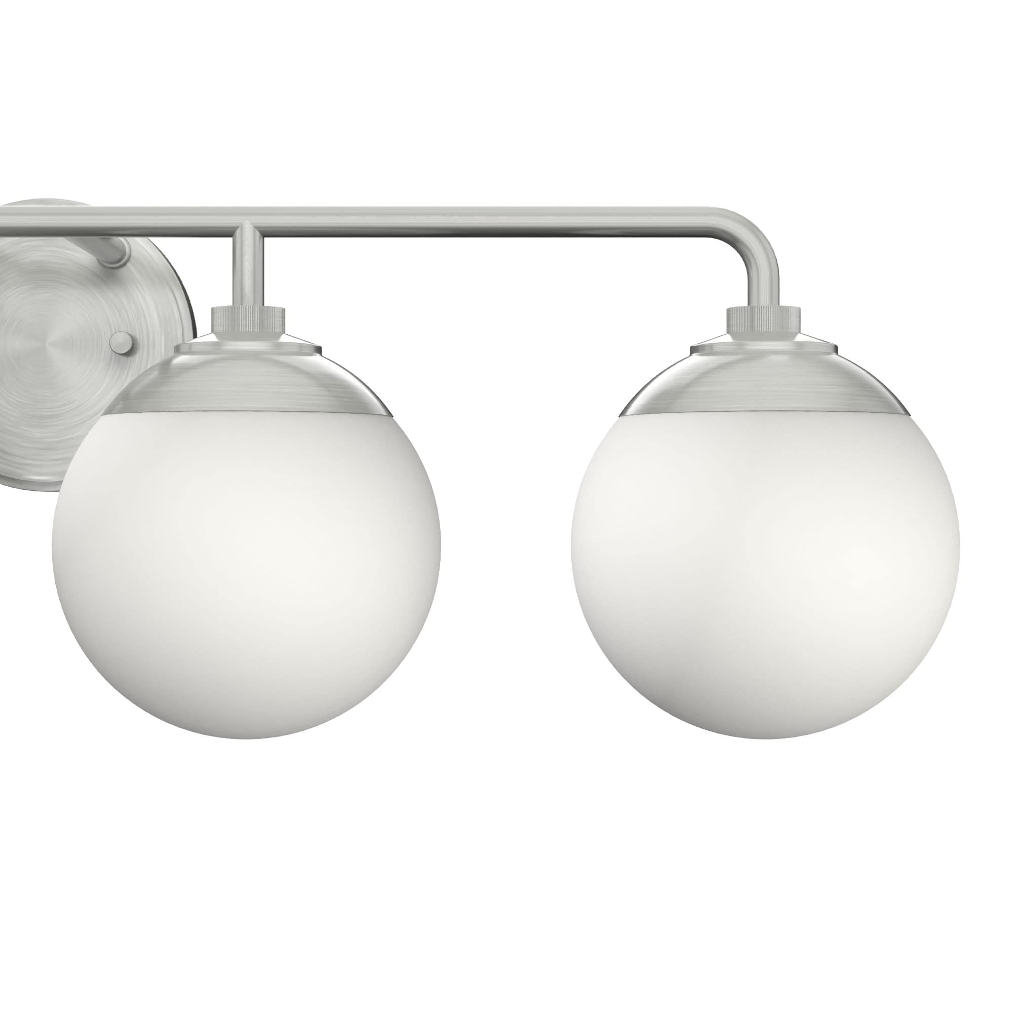 Hunter Fan Company 19180 Hepburn Brushed Nickel Vanity Light - Elegant Bathroom Lighting Fixture for Modern Home Decor