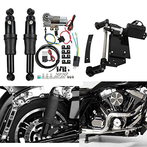 XFMT Rear Shock Absorber Suspension with Electric Center Stand - Air Ride Suspension for Motorcycles & Scooters - Perfect for Smooth Rides & Enhanced Stability on Rough Roads