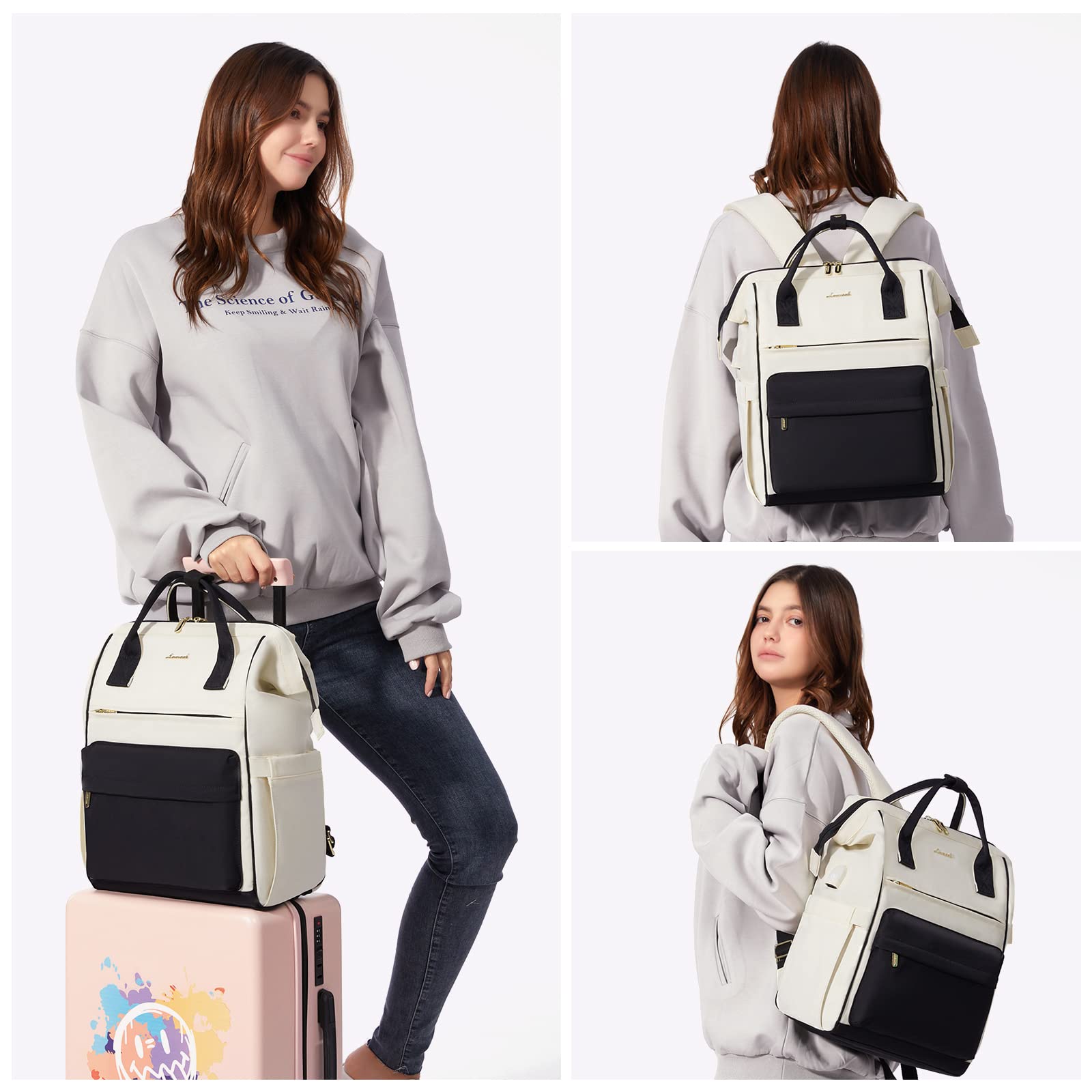 LOVEVOOK Waterproof Laptop Backpack for Women - 17.3 Inch Business Travel Computer Bag with USB Charging Port, Durable Teacher Nurse Work Backpack | Perfect for Office Commute, College Campus & Daily Use