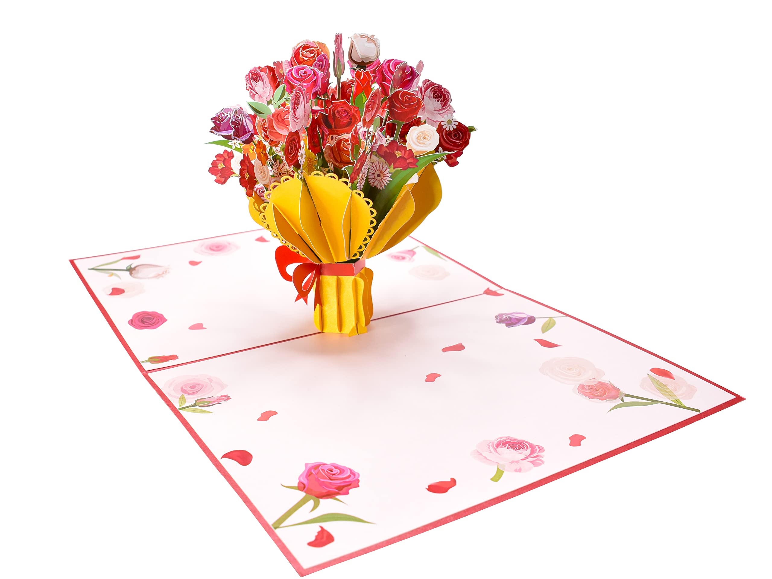 3D Pop Up Rose Bouquet Greeting Card - Elegant Birthday, Anniversary, Mother's Day, Valentine's Day & Spring Celebration Card - Perfect for Romantic Gifts, Wedding Invitations & Special Occasions