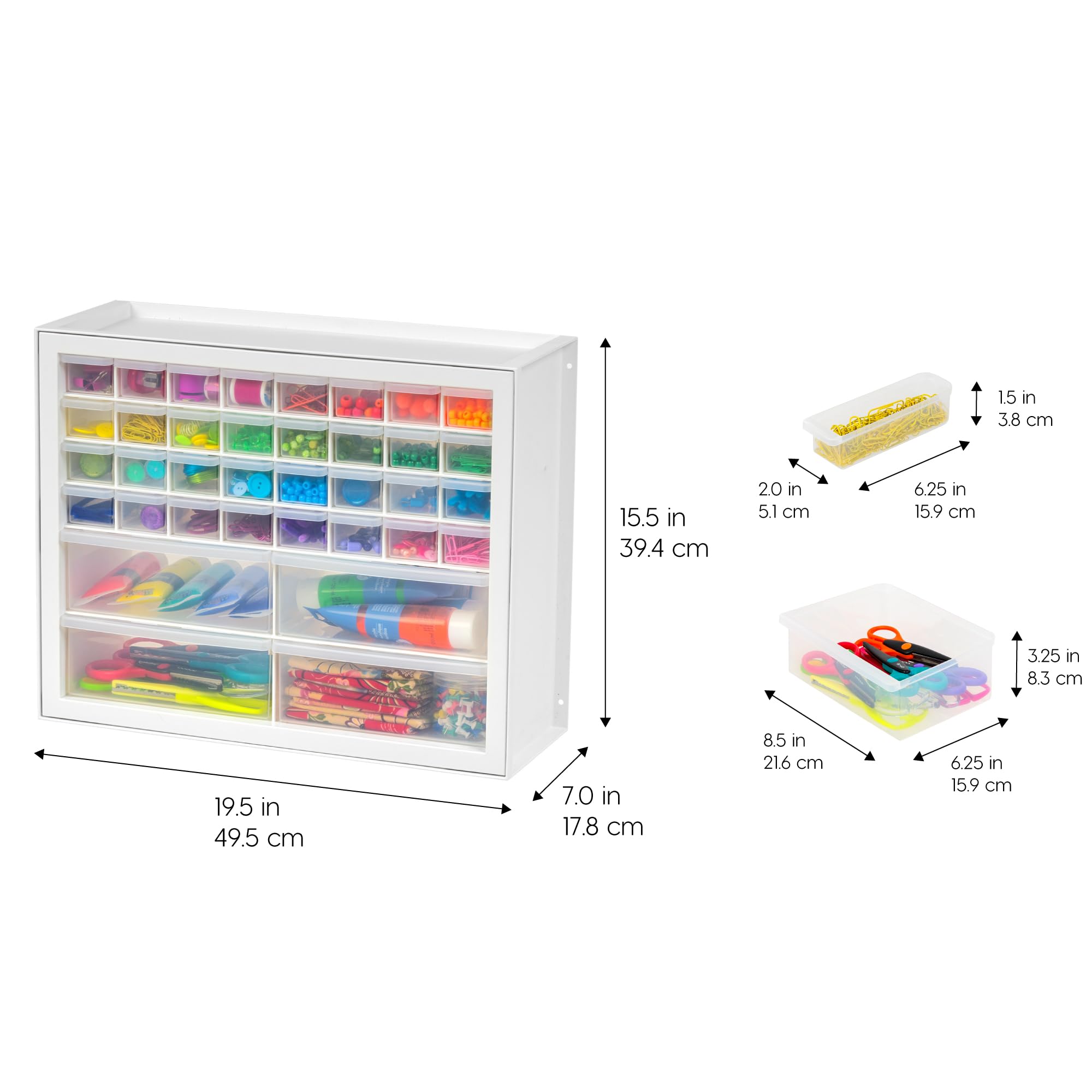 IRIS USA 36-Drawer Small Parts Organizer Cabinet - Screw, Nut, Bolt & Electronic Component Storage for Garage, Workshop, Craft Room & Office - White Tool Chest for Hardware, Beads, Scrapbooking & Hobby Supplies