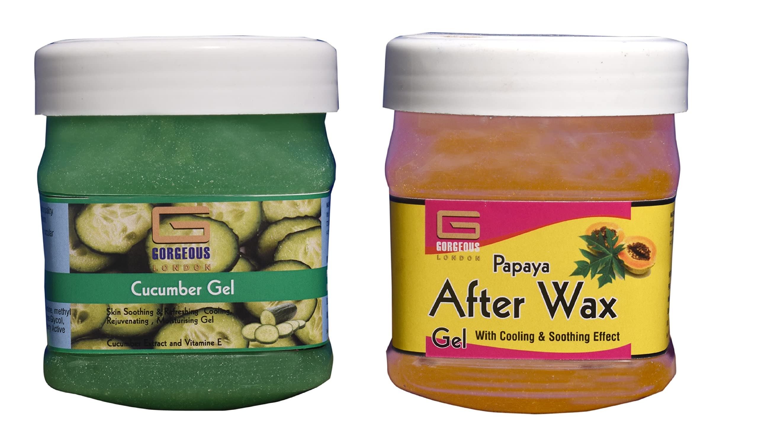London Cucumber & Papaya After Wax Gel Combo (2-Pack, 450ml Each) - Soothing Post-Wax Care for Smooth, Hydrated Skin | Ideal for Body Waxing, Hair Removal & Skin Recovery
